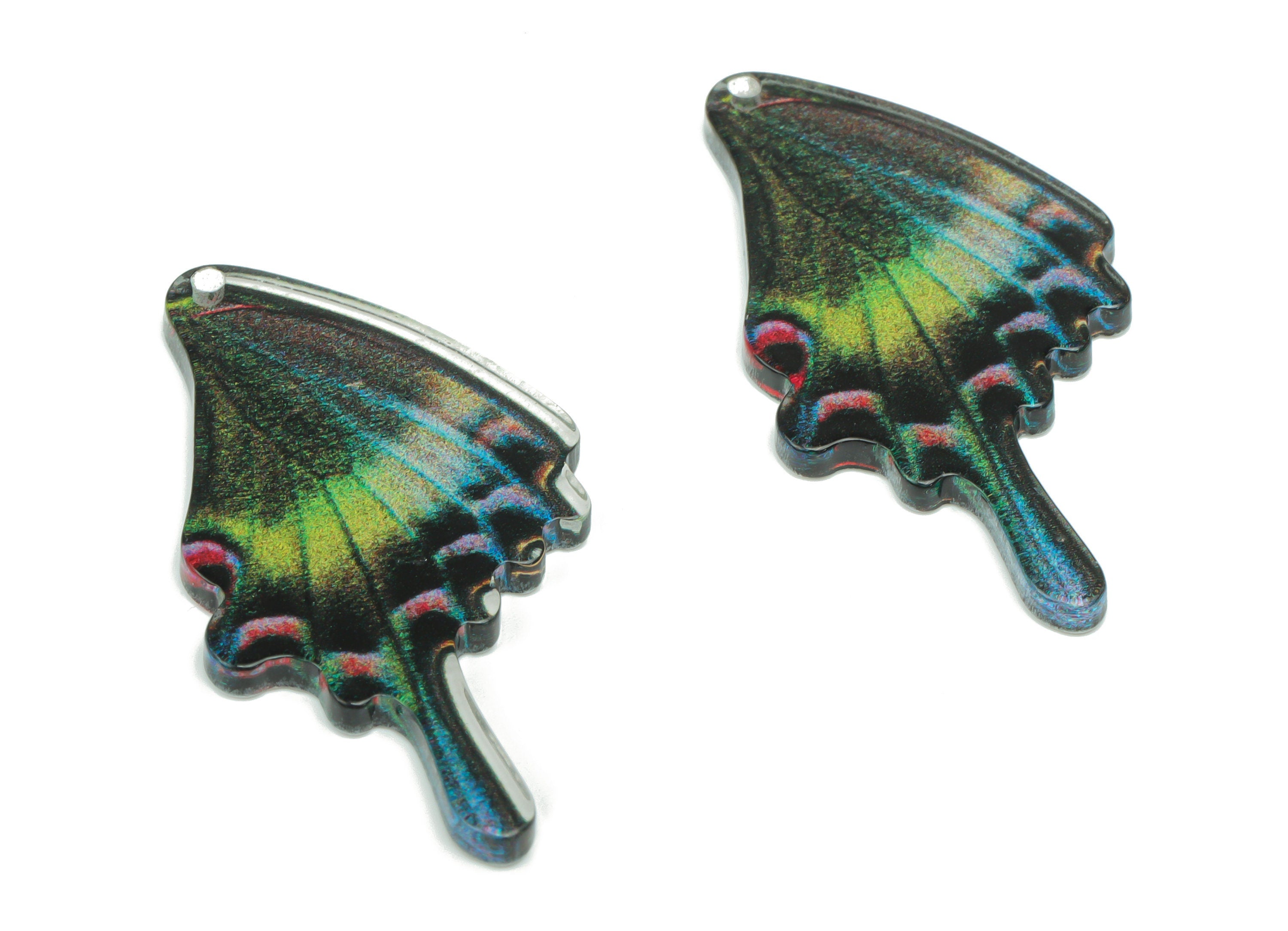 Acrylic Butterfly Wing Earring Charms - Acrylic Umbrella Pendant - Printing Textured - Jewelry Making Supplies - 45.61x25.75x2.3mm - AC2473C - DOMEDBAZAAR