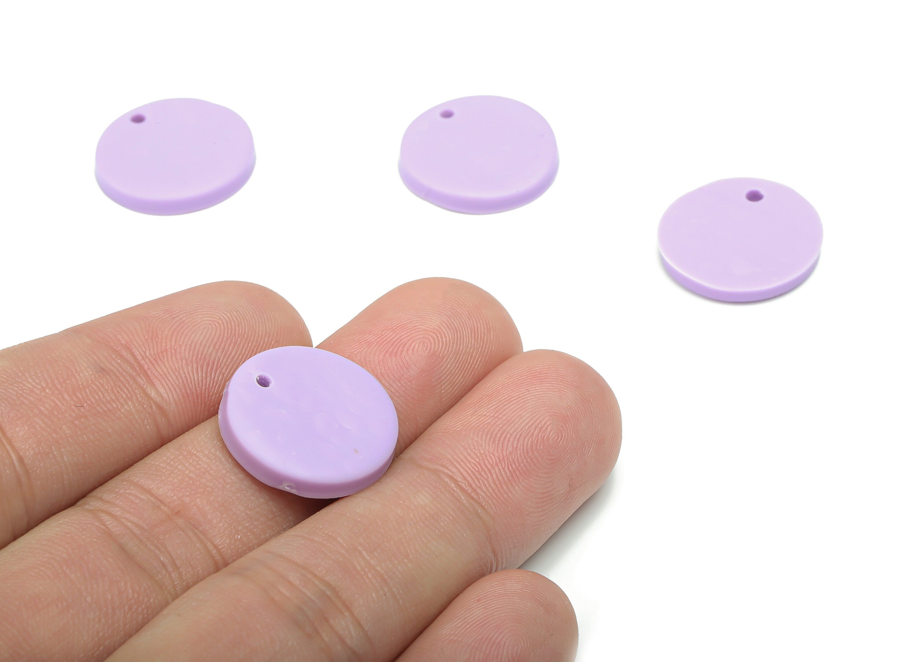 Polymer Clay Round Earring Charms - Purple Polymer Clay Circle Bead - Jewelry Handmade Making - 17.81x17.81x2.88mm - PC2338A - DOMEDBAZAAR