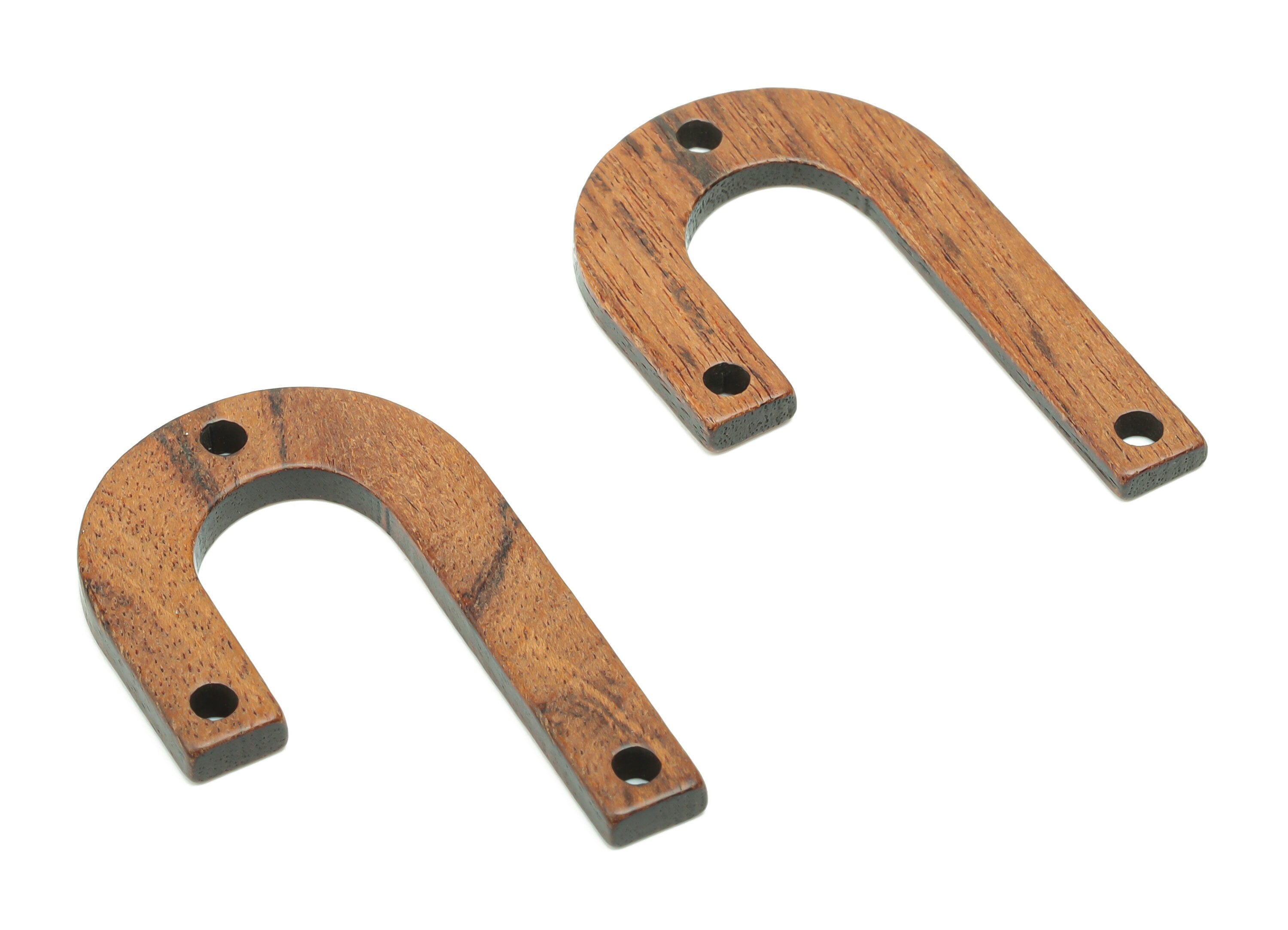 Walnut Wood U Earring Connectors - Walnut Wood Geometric Charms and Pendant - 3 Holes - Jewelry Supplies - 33.89x21.06x2.22mm - BB1227 - DOMEDBAZAAR