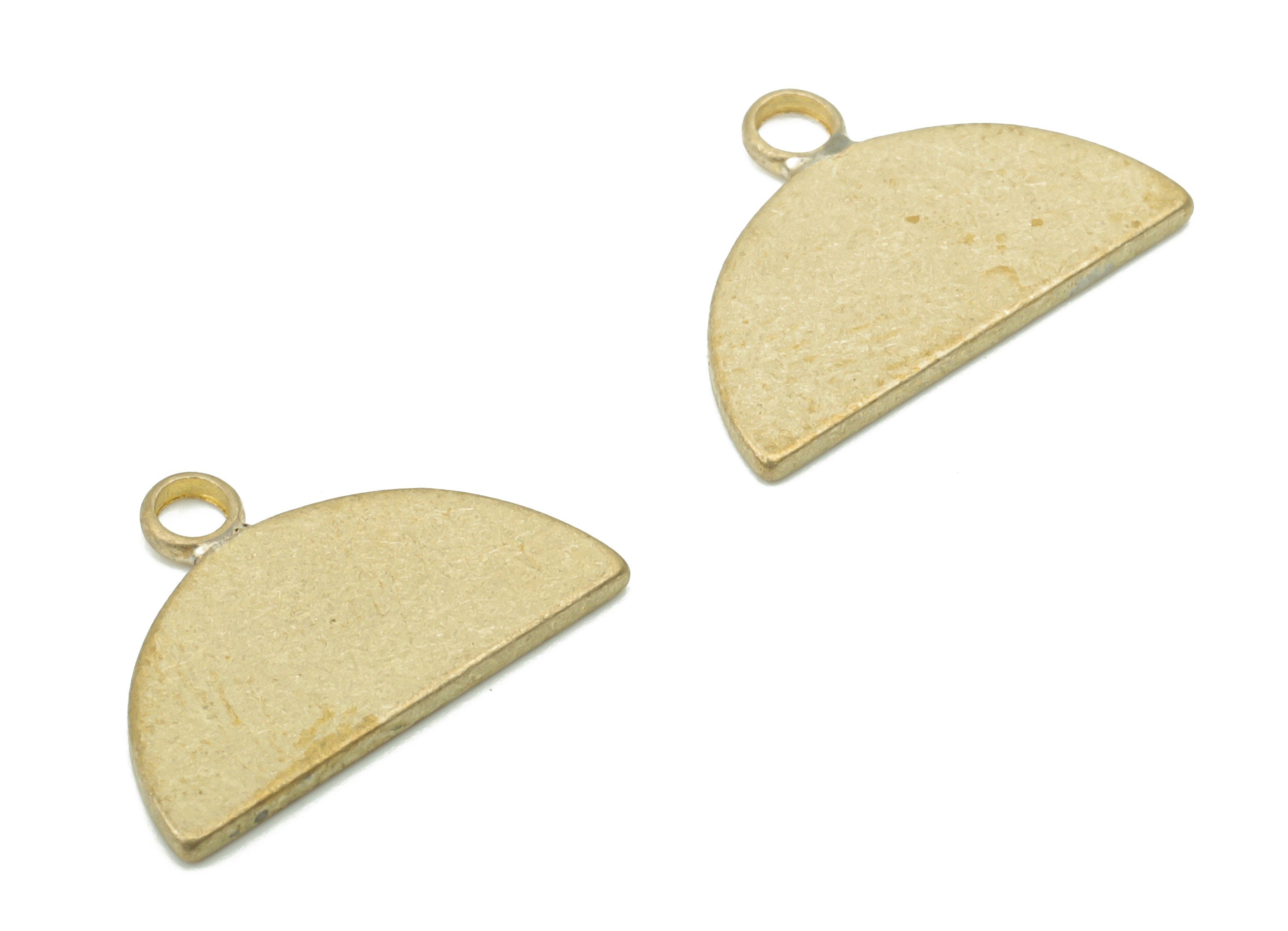 Personalized stamping blank - Brass Mini Semicircle Earring Charms - Raw Brass Half Moon Pendant - Jewelry Supplies - 14.9x10x0.9mm - PP5211 - DOMEDBAZAAR