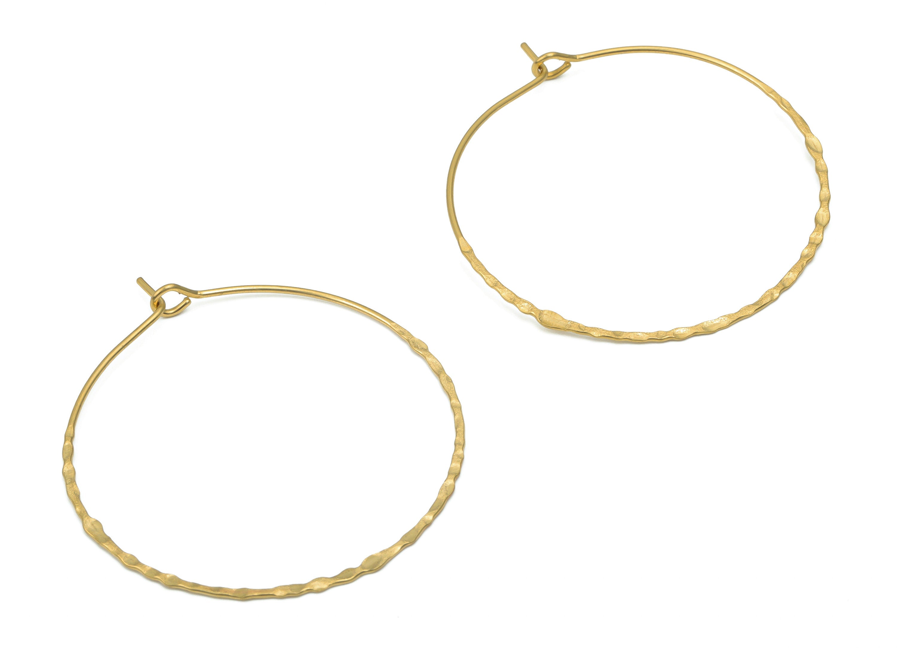Brass Hammered Round Ear Hoop - Raw Brass Ear Wire 40 - Geometric Earring Findings - Jewelry Supplies - 45.61x40.47x0.69mm - PP5210-40 - DOMEDBAZAAR