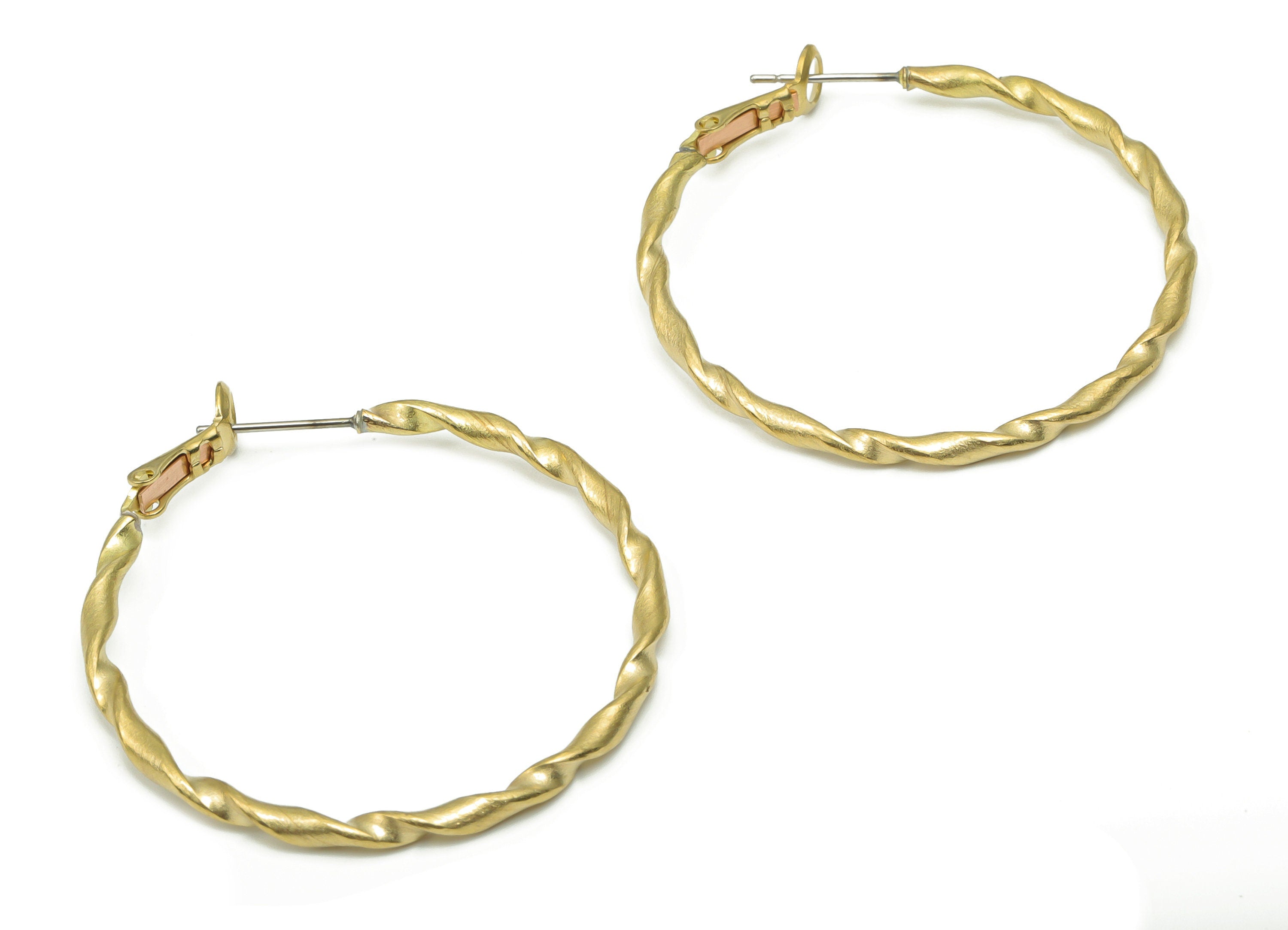 Brass Twisted Ear Hoop - Raw Brass Knot Round Leverback Earring - 316 Surgical Stainless Steel Stud - 42.97x40.58x2.22mm - PP5205-40 - DOMEDBAZAAR