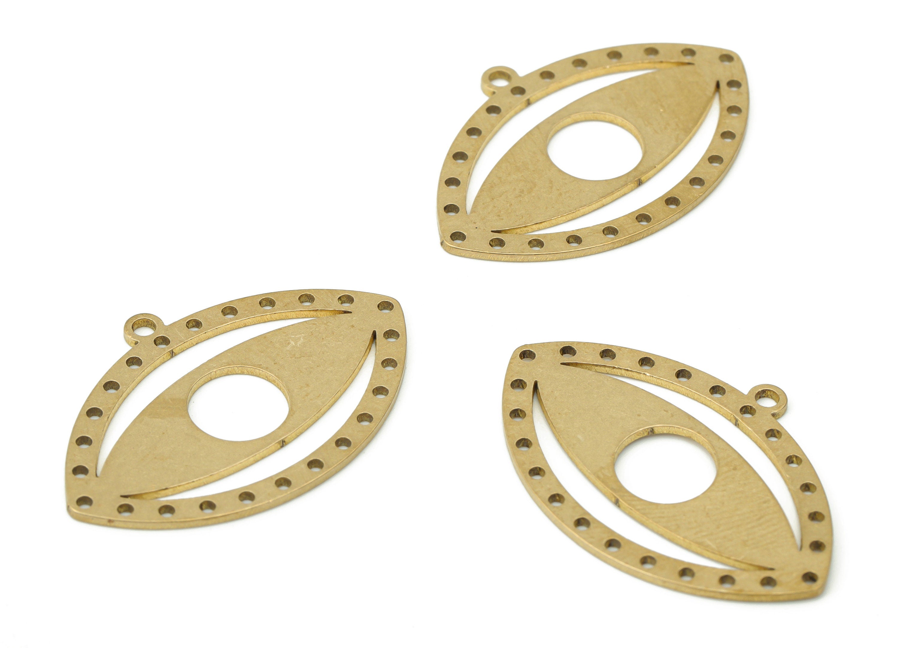 Brass Bubble Eye Earring For Tassel Connector - Raw Brass Bubble Eye Pendant - DIY Jewelry Making Supplies - 29.79x20.04x0.75mm - PPA3193 - DOMEDBAZAAR