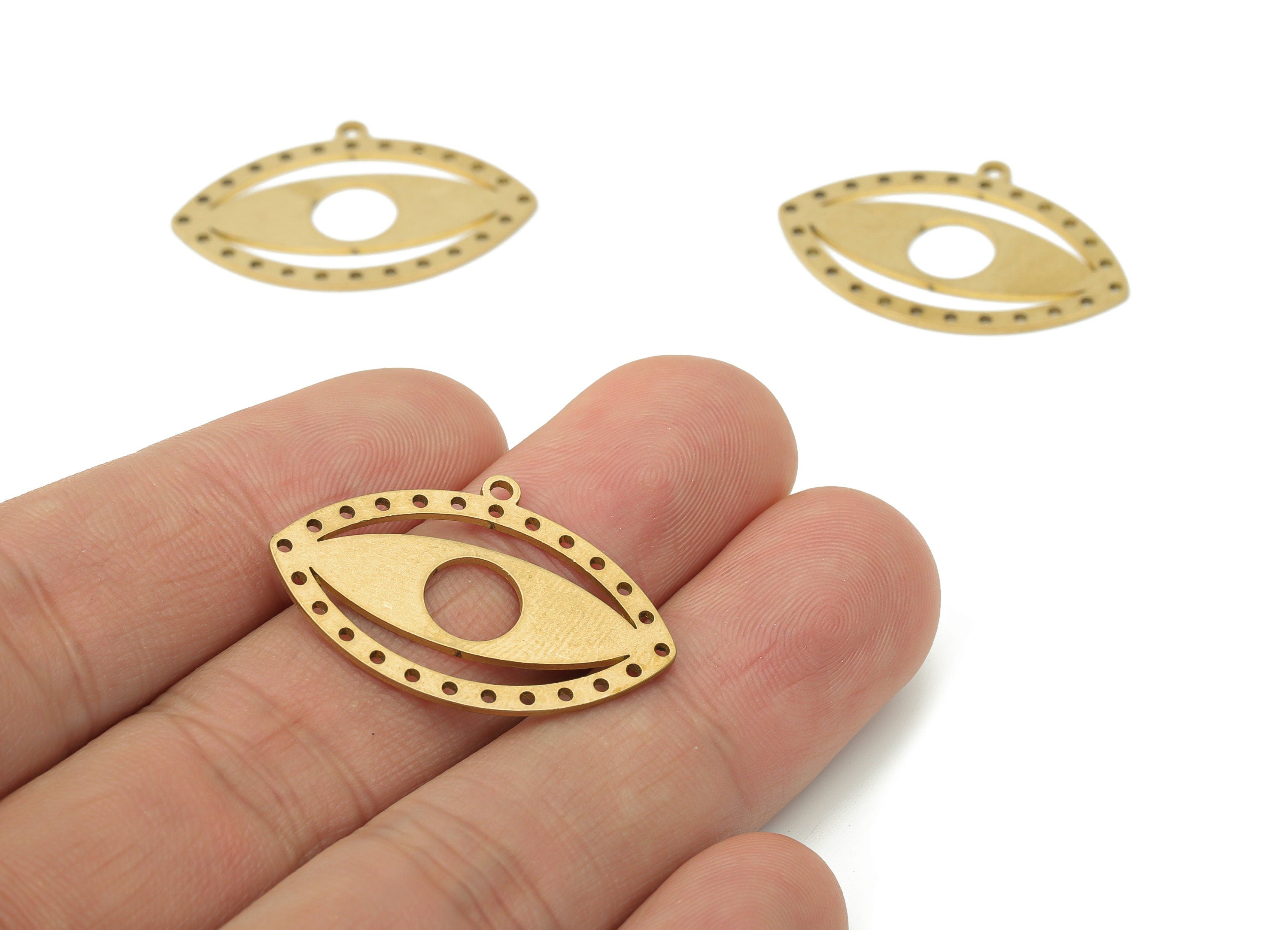 Brass Bubble Eye Earring For Tassel Connector - Raw Brass Bubble Eye Pendant - DIY Jewelry Making Supplies - 29.79x20.04x0.75mm - PPA3193 - DOMEDBAZAAR