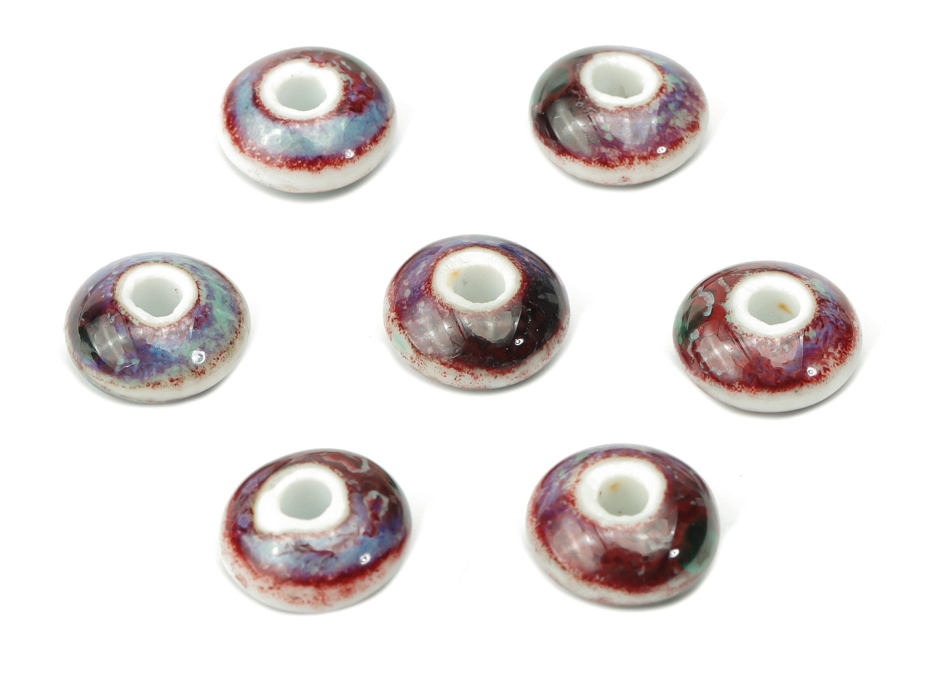 Glazed Ceramic Spacer Beads - Carved Spacer Beads - Handmade Beads - Bracelet Making Beads - Connectors Beads - 12.1x12.1x6.45mm - NS1786 - DOMEDBAZAAR
