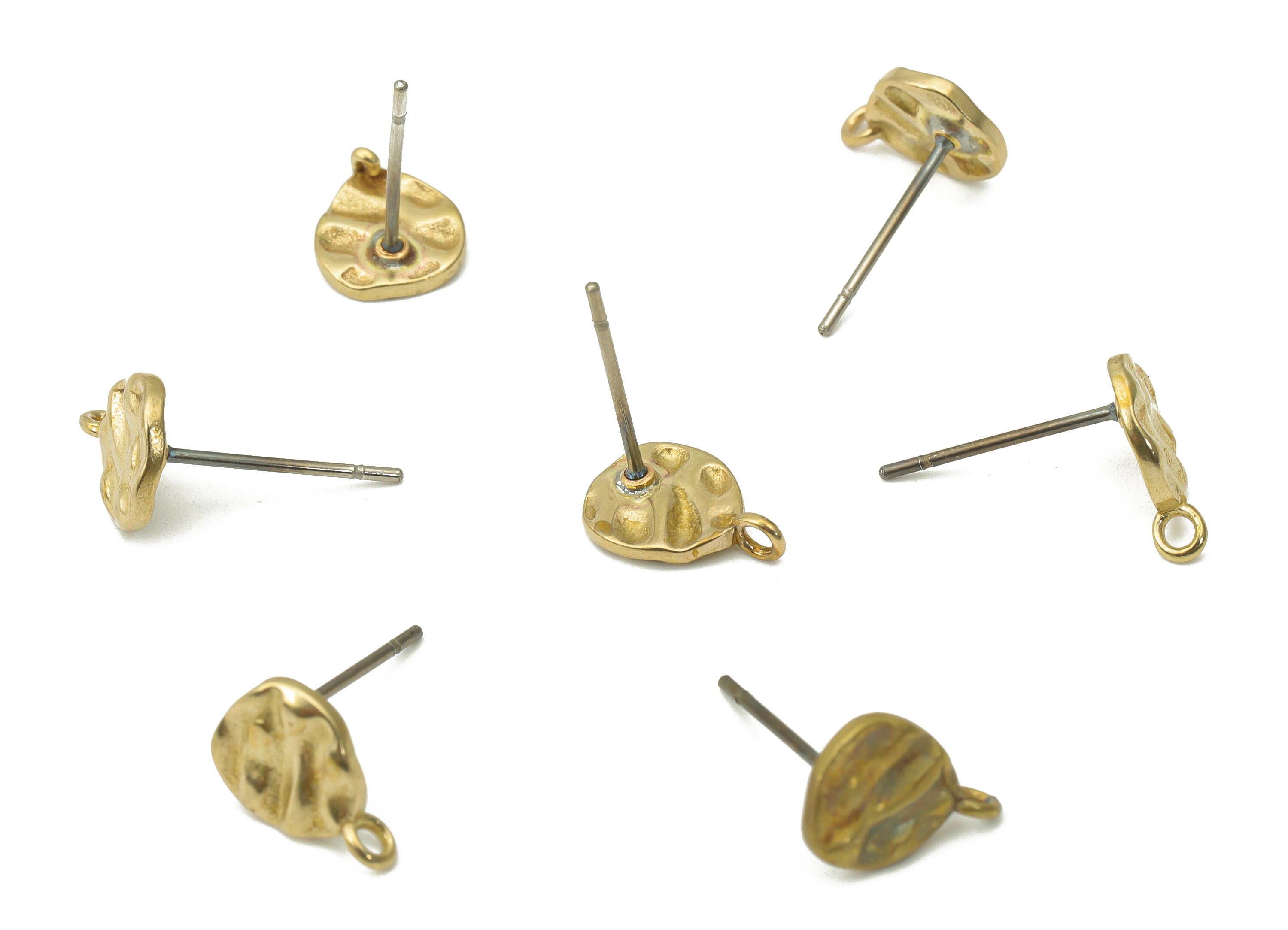 Brass Wave Drop Earring Stud - Raw Brass Teardrop Earring Post - Silver Stud - Jewelry Making Supplies - 10.28x7.38x2.52mm - PP5277 - DOMEDBAZAAR