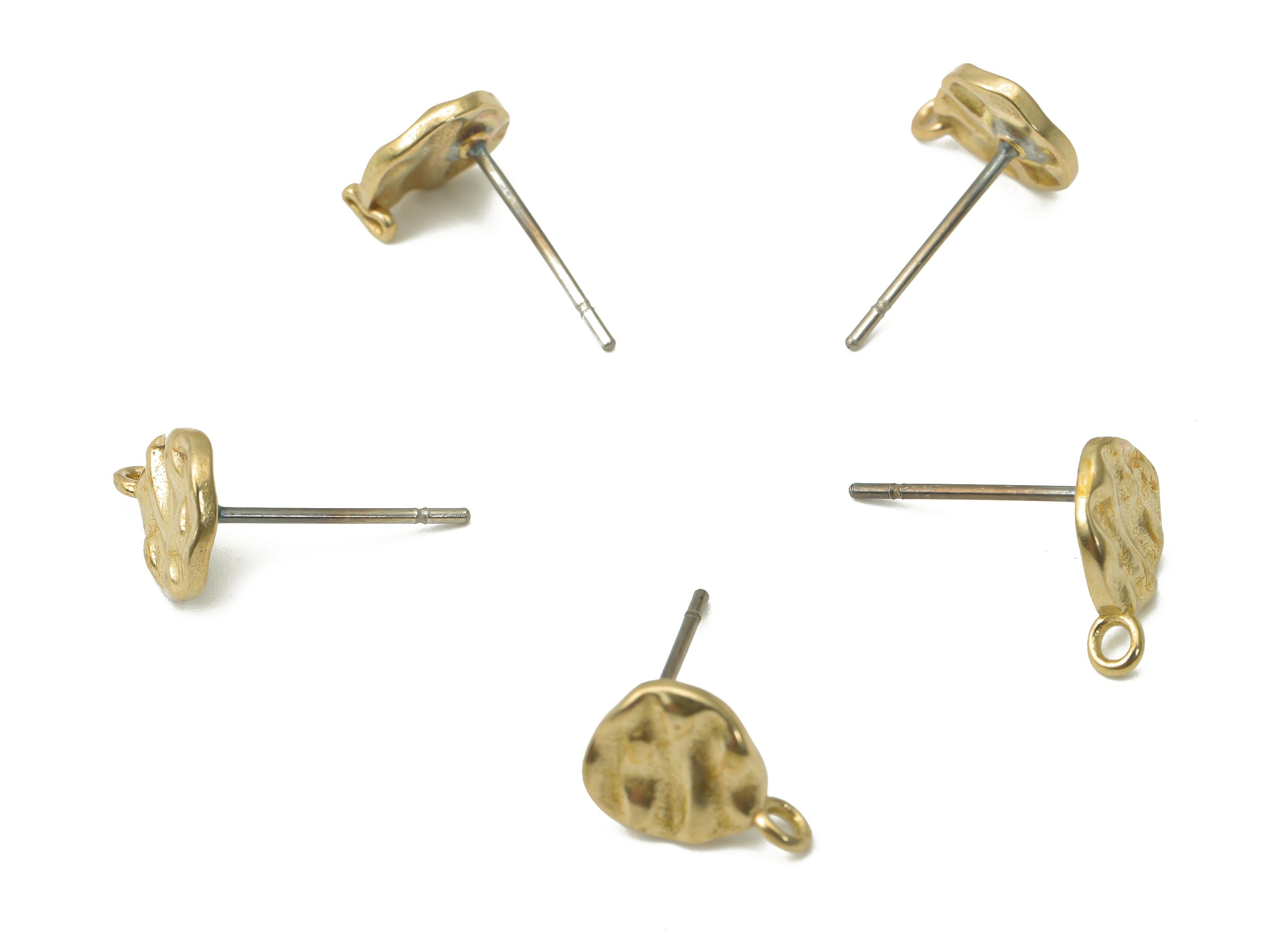 Brass Wave Drop Earring Stud - Raw Brass Teardrop Earring Post - Silver Stud - Jewelry Making Supplies - 10.28x7.38x2.52mm - PP5277 - DOMEDBAZAAR