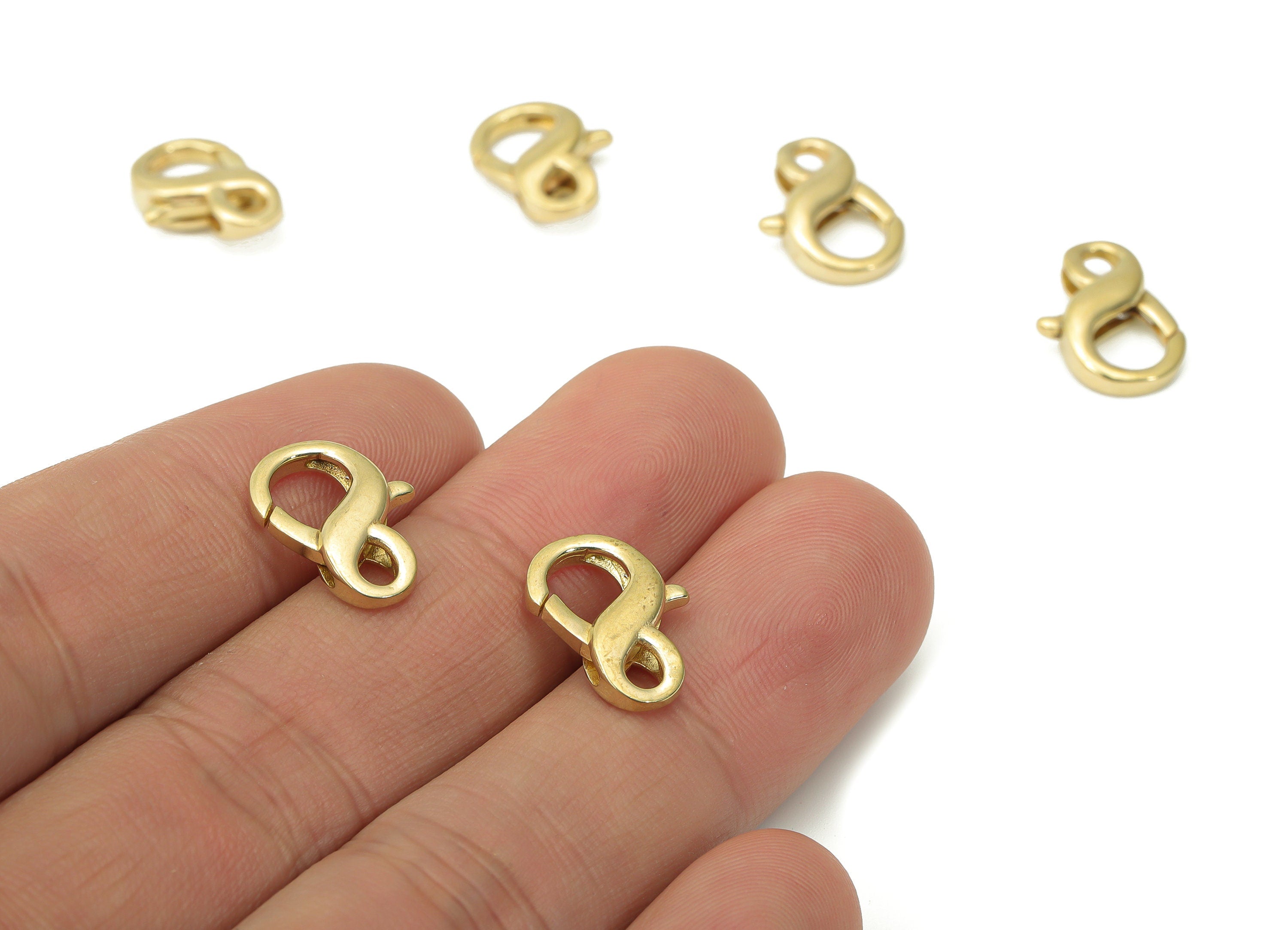 Brass Double Lobster Clasps – Raw Brass Lobster Claw Clasp – Infinity Lobster Clasp – Trigger Clasp – Jewelry Making - 14.65x10x4mm - PP5227 - DOMEDBAZAAR