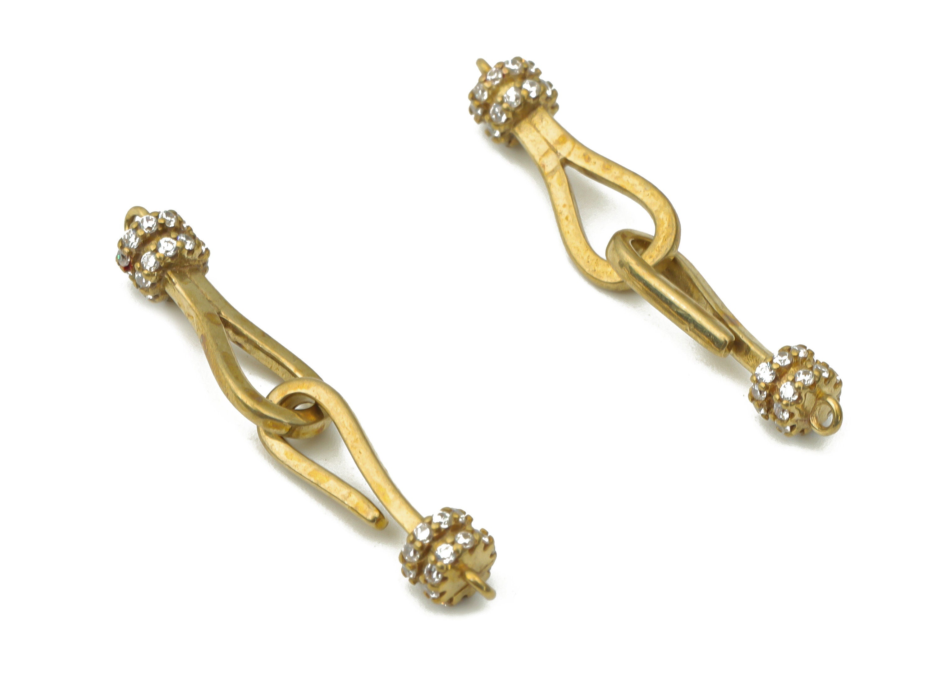 Brass Hook Clasps with Ring – Zircon Hook Clasps - Brass Bracelet Hook Connector Clasp – Jewelry Supplies - 25.44x23.57x3.26mm - PP5267 - DOMEDBAZAAR