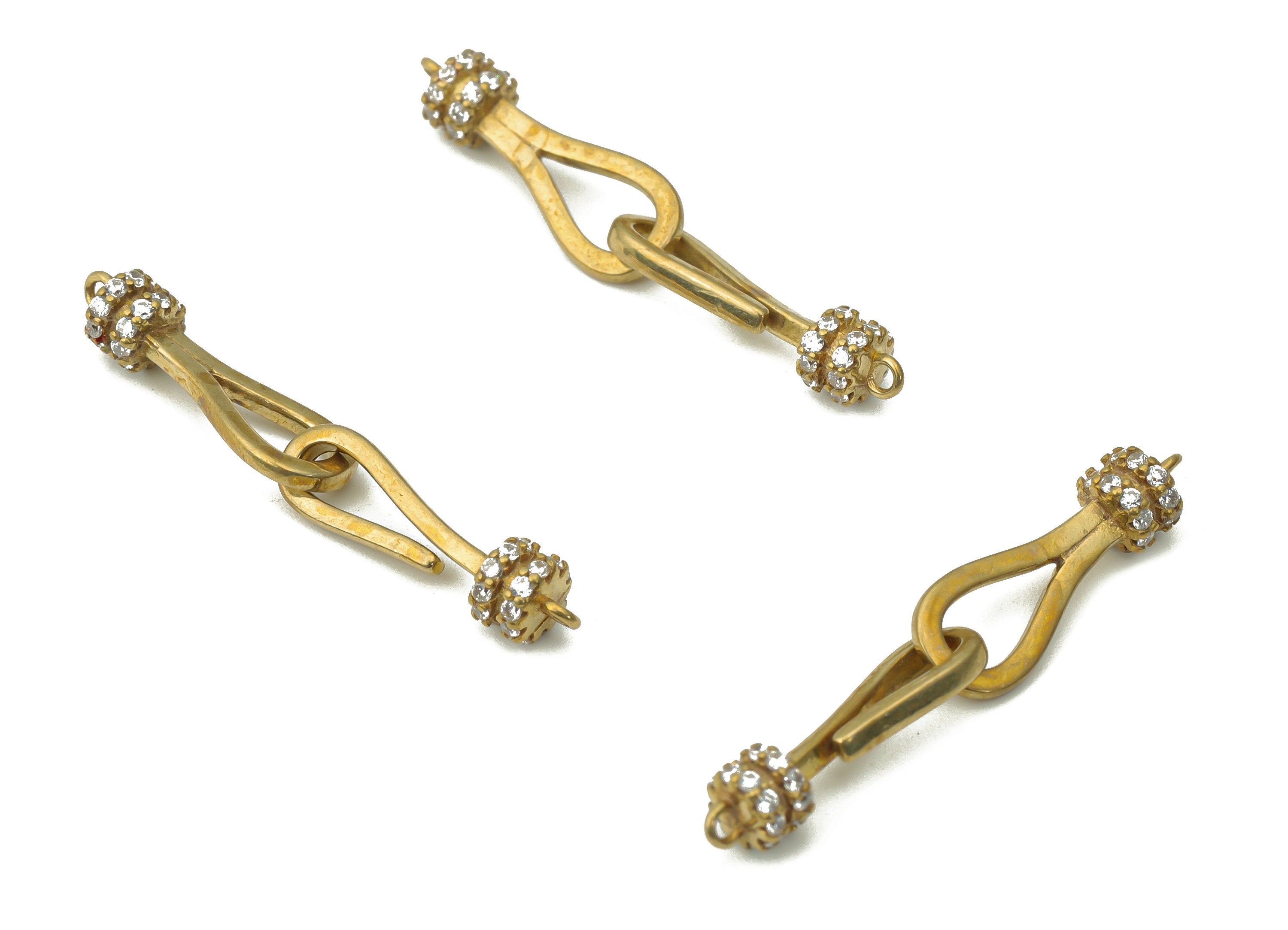 Brass Hook Clasps with Ring – Zircon Hook Clasps - Brass Bracelet Hook Connector Clasp – Jewelry Supplies - 25.44x23.57x3.26mm - PP5267 - DOMEDBAZAAR