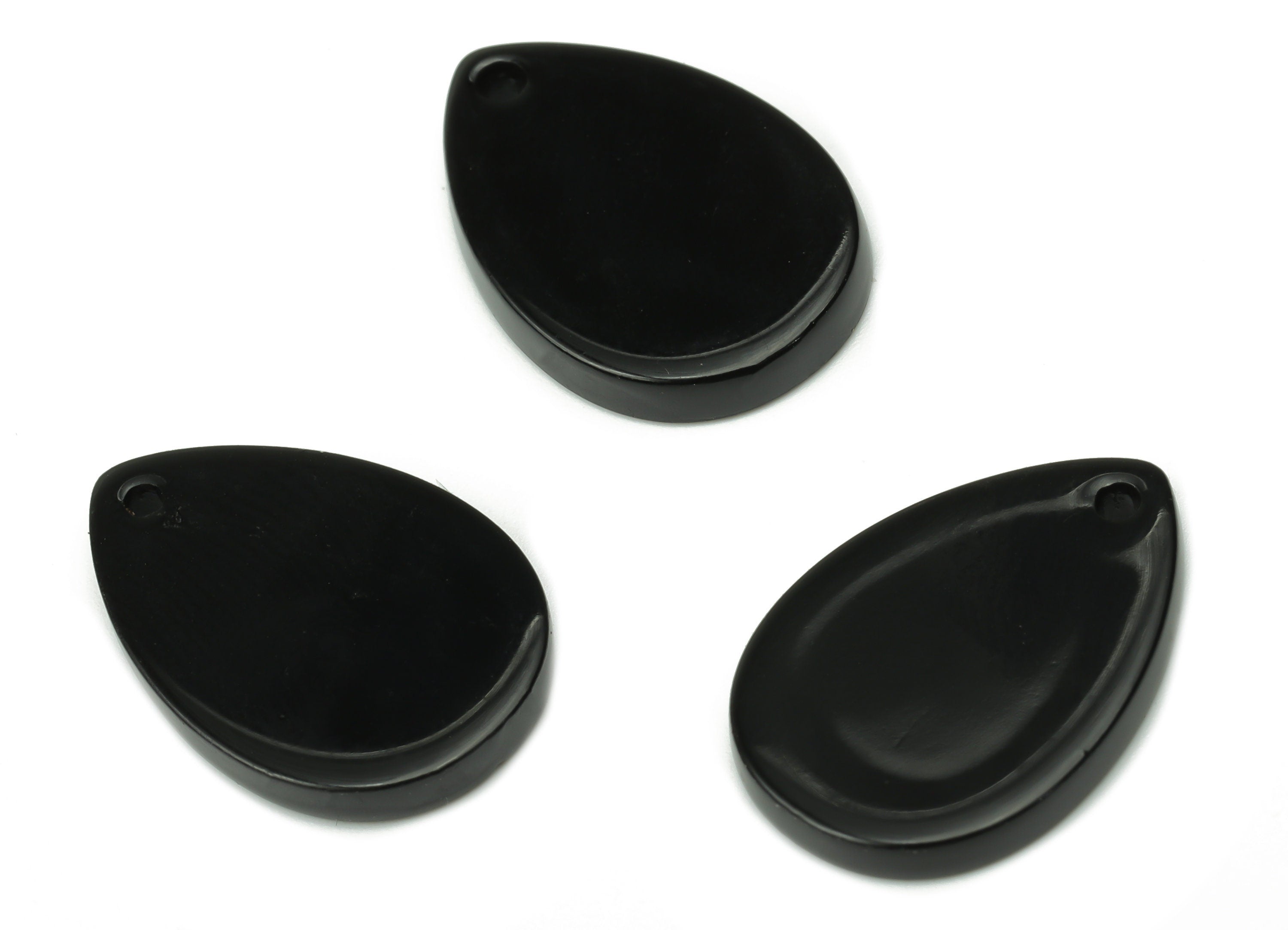 Acrylic Drop Earring Charms - Black Acrylic Teardrop Pendant - Jewelry Making Supplies - Color Code: A66 - 18.46x13.07x1.99mm - AC1878-A66 - DOMEDBAZAAR