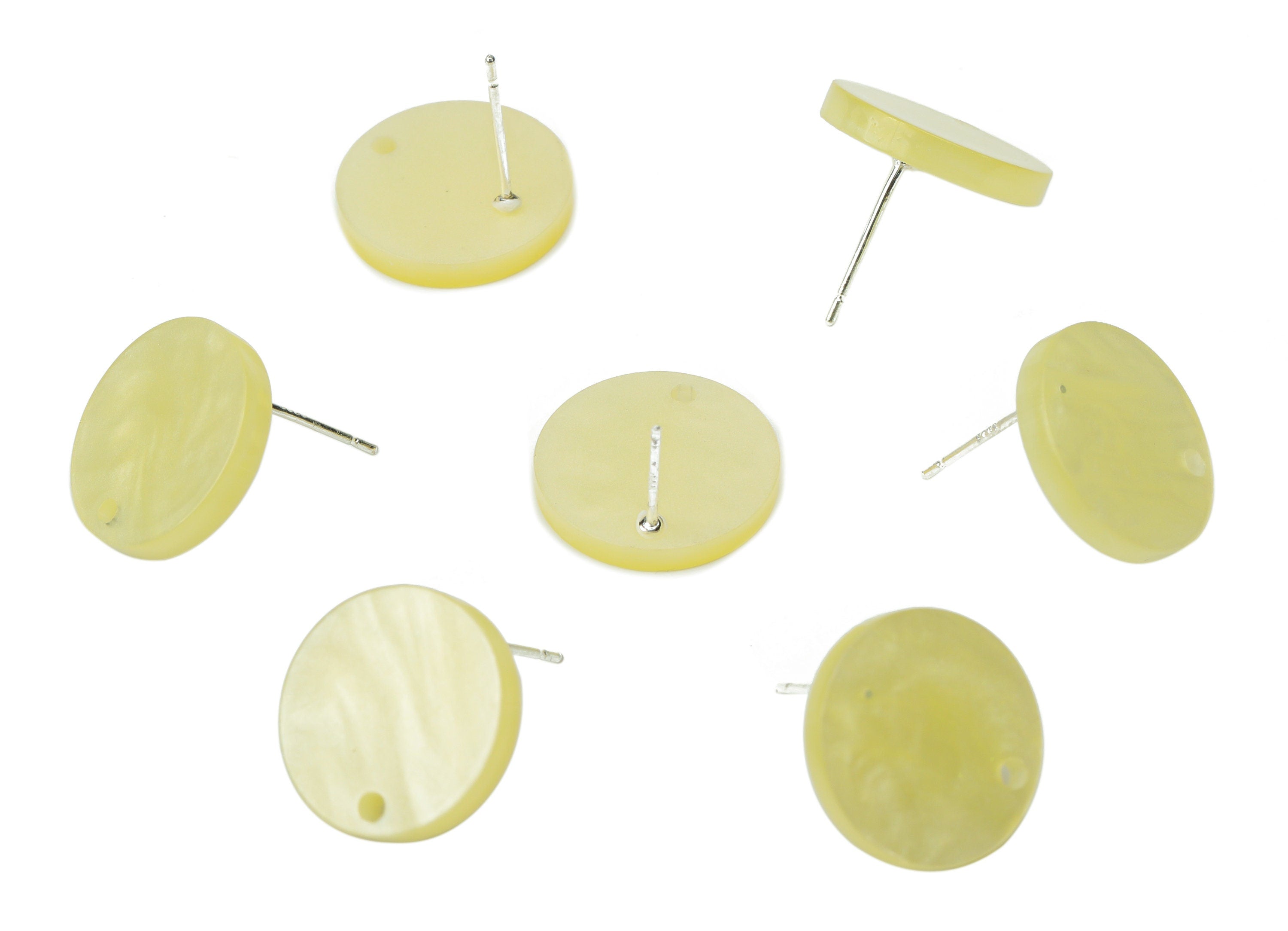 Acrylic Round Earring Stud – Yellow Acrylic Circle Post - 316 Stainles Steel Stud - Jewelry Supplies - 15.5x15.5x2.29mm - AC2485E - DOMEDBAZAAR