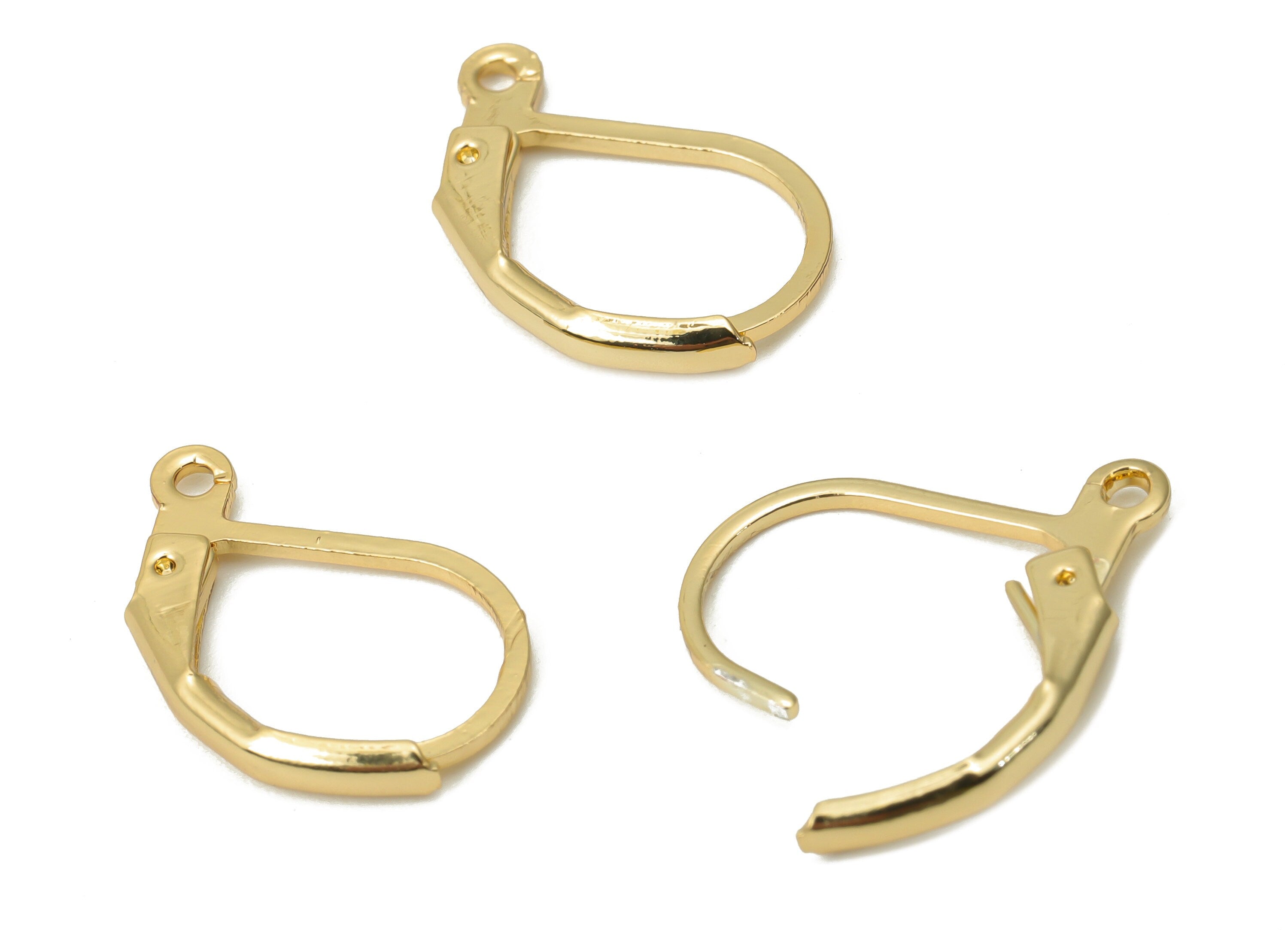 Brass Plain Leverback - Gold Leverback Earring Clasp - 18K Real Gold Plated Brass - Jewelry Making Supplies - 16.48x10.04x1.78mm - RGP4362 - DOMEDBAZAAR