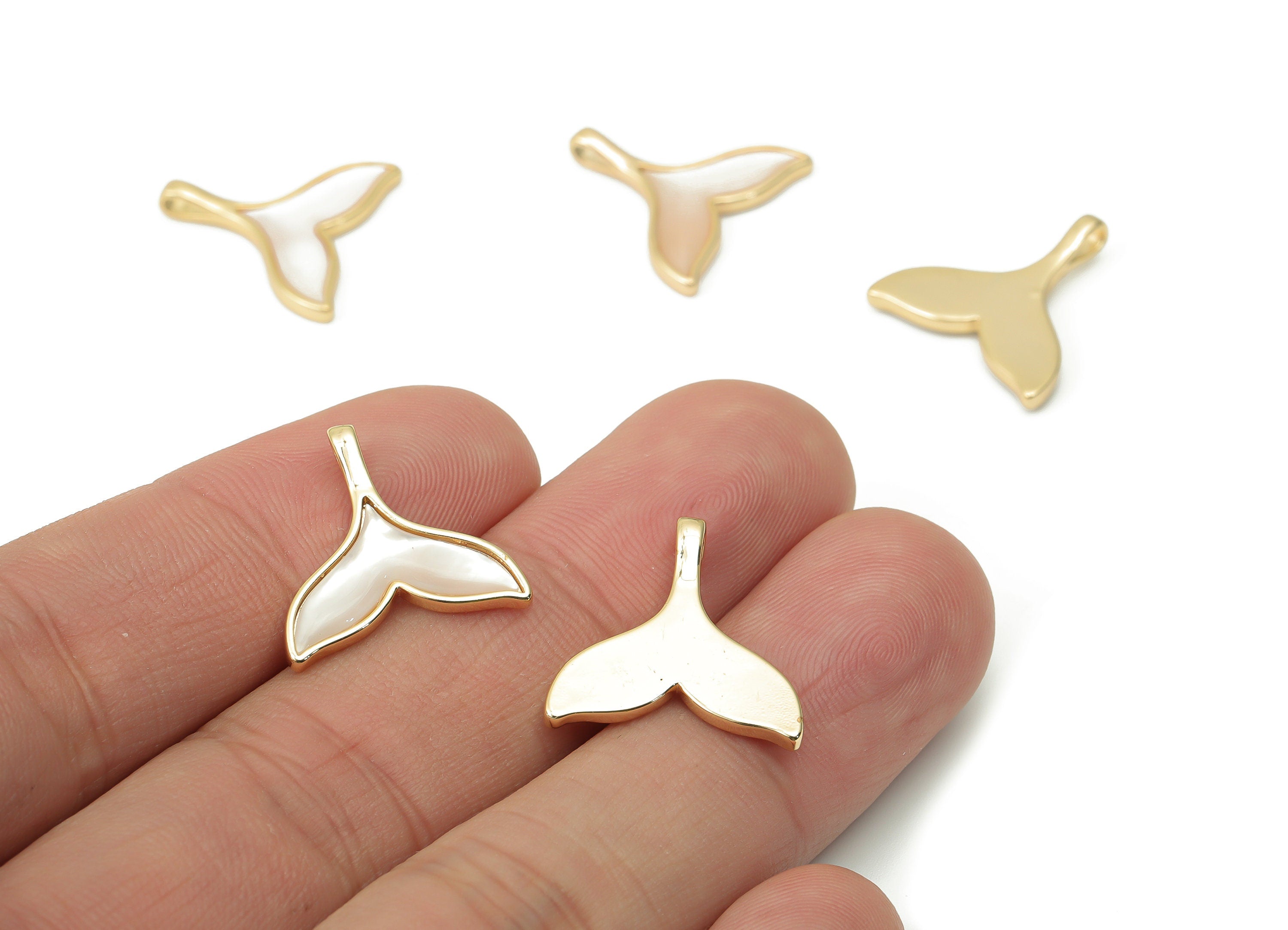 Brass Fish Tail Earring Charms - Shell Fish Tail Pendant - 18K Real Gold Plated Brass - Jewelry Making Supplies - 17.58x17.4x2.3mm - RGP4364 - DOMEDBAZAAR