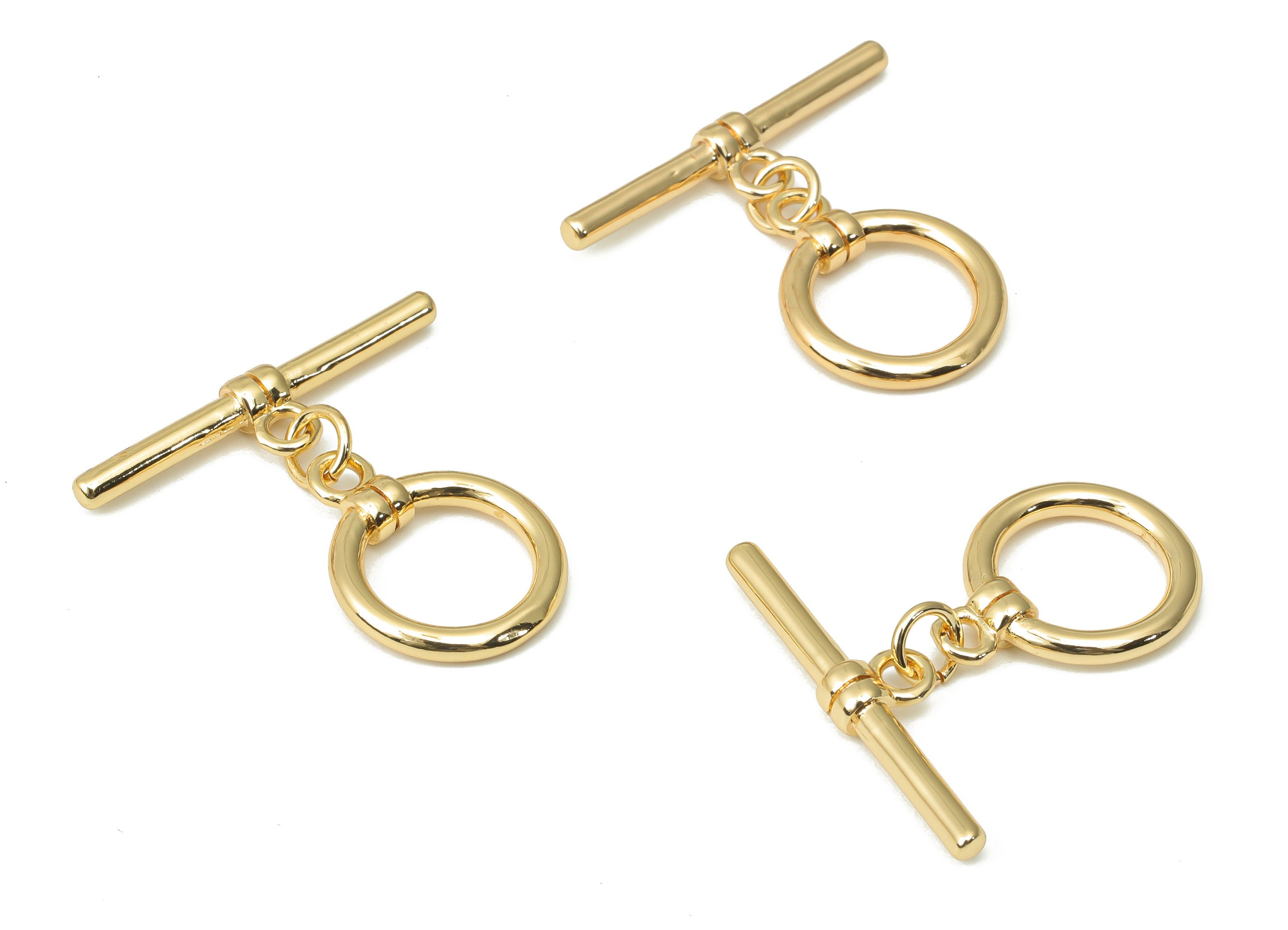Brass Round Toggle Clasps – Gold Plated Ring Circle Toggle Clasp - 18K Real Gold Plated Brass – Jewelry Supplies - 26.04x25.8x2.1mm- RGP4517 - DOMEDBAZAAR