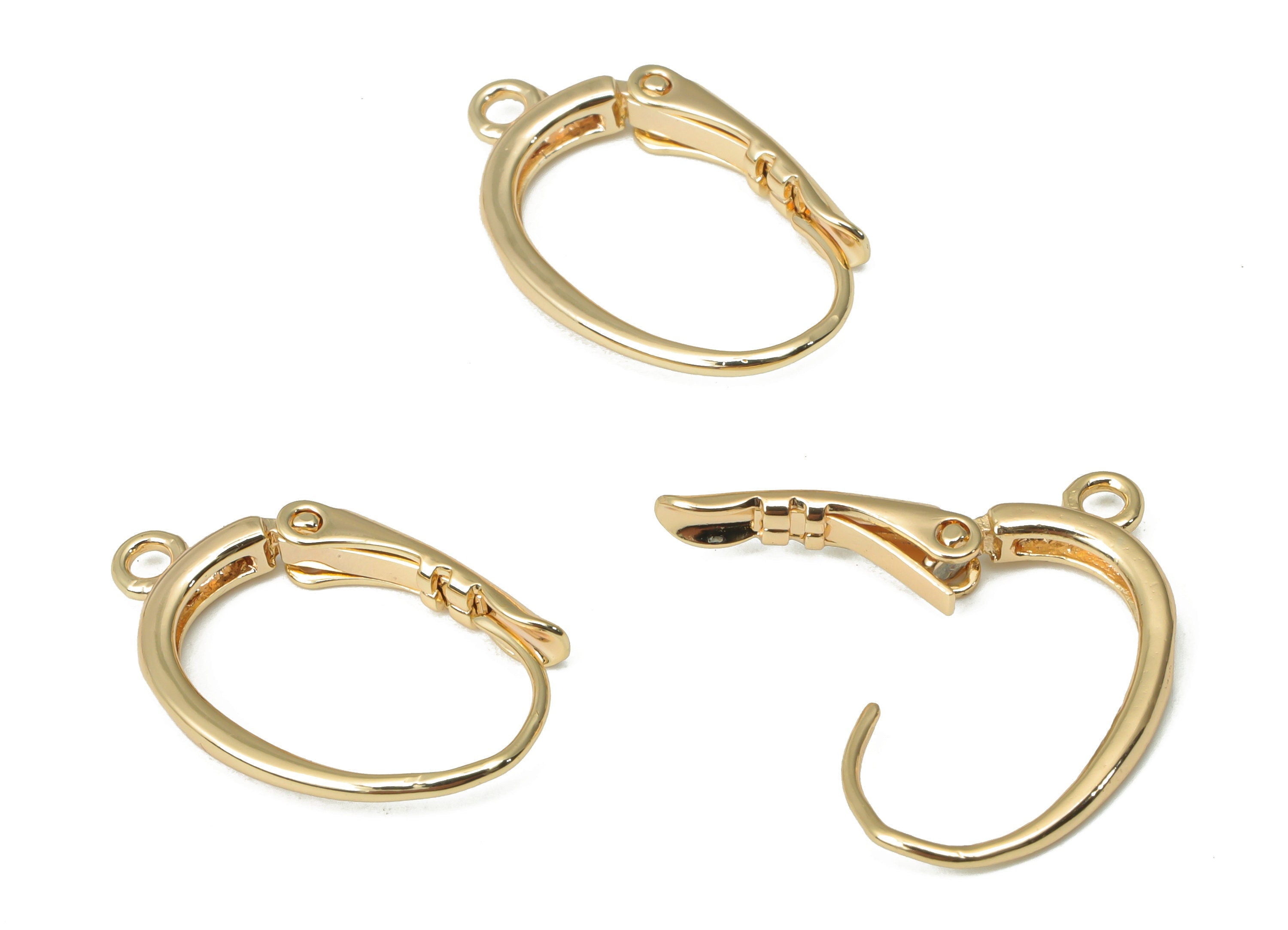 Brass Plain Leverback - Gold Leverback Earring Clasp - 18K Real Gold Plated Brass - Jewelry Making Supplies - 19x11.76x1.5mm - RGP4467 - DOMEDBAZAAR