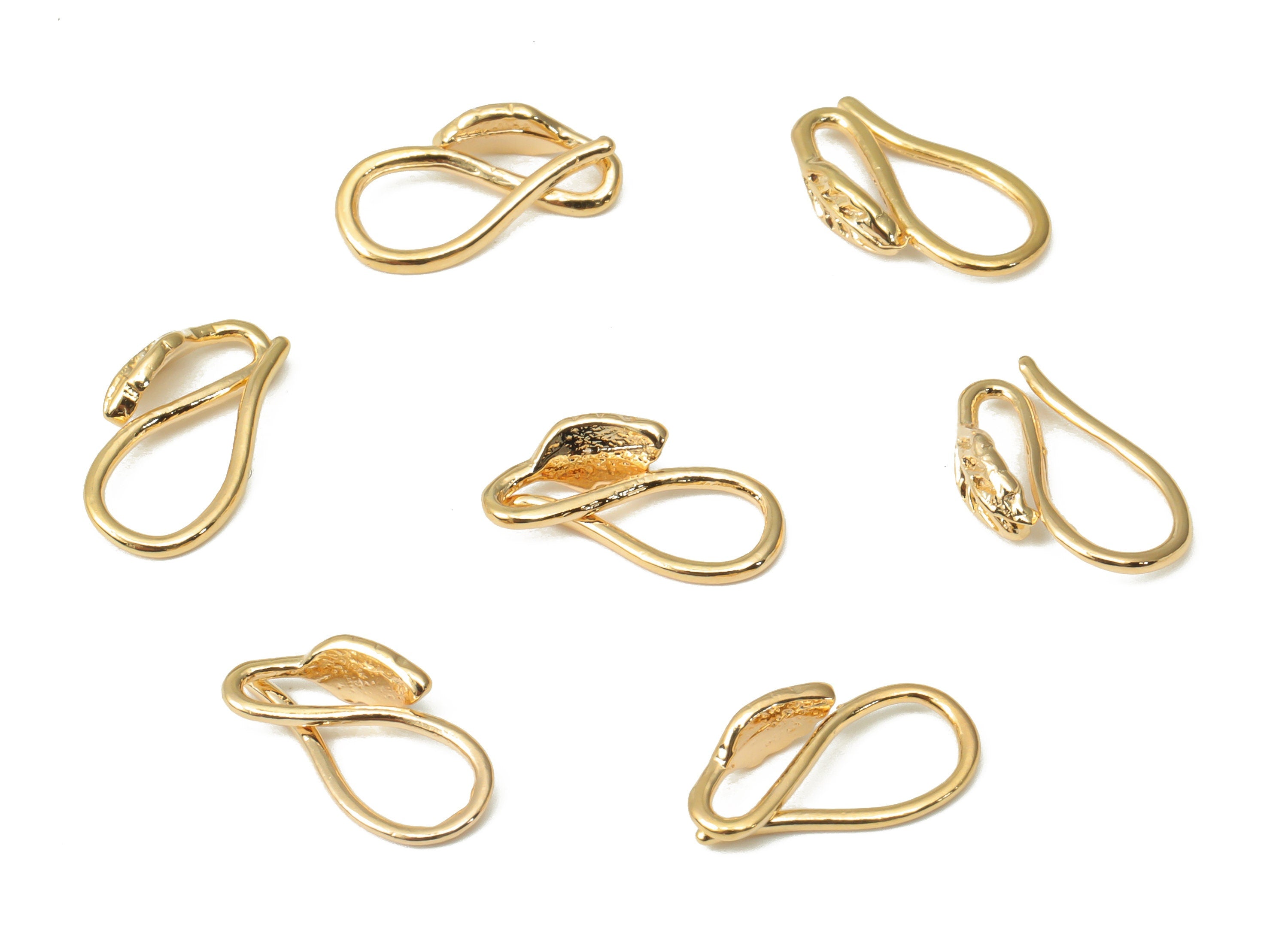 Brass Earring Hooks - Gold Earring Wires - Leaf Ear Wires - Brass Ear Hooks Findings - 18K Real Gold Plated Brass - 12.2x7.1x2.6mm - RGP4469 - DOMEDBAZAAR