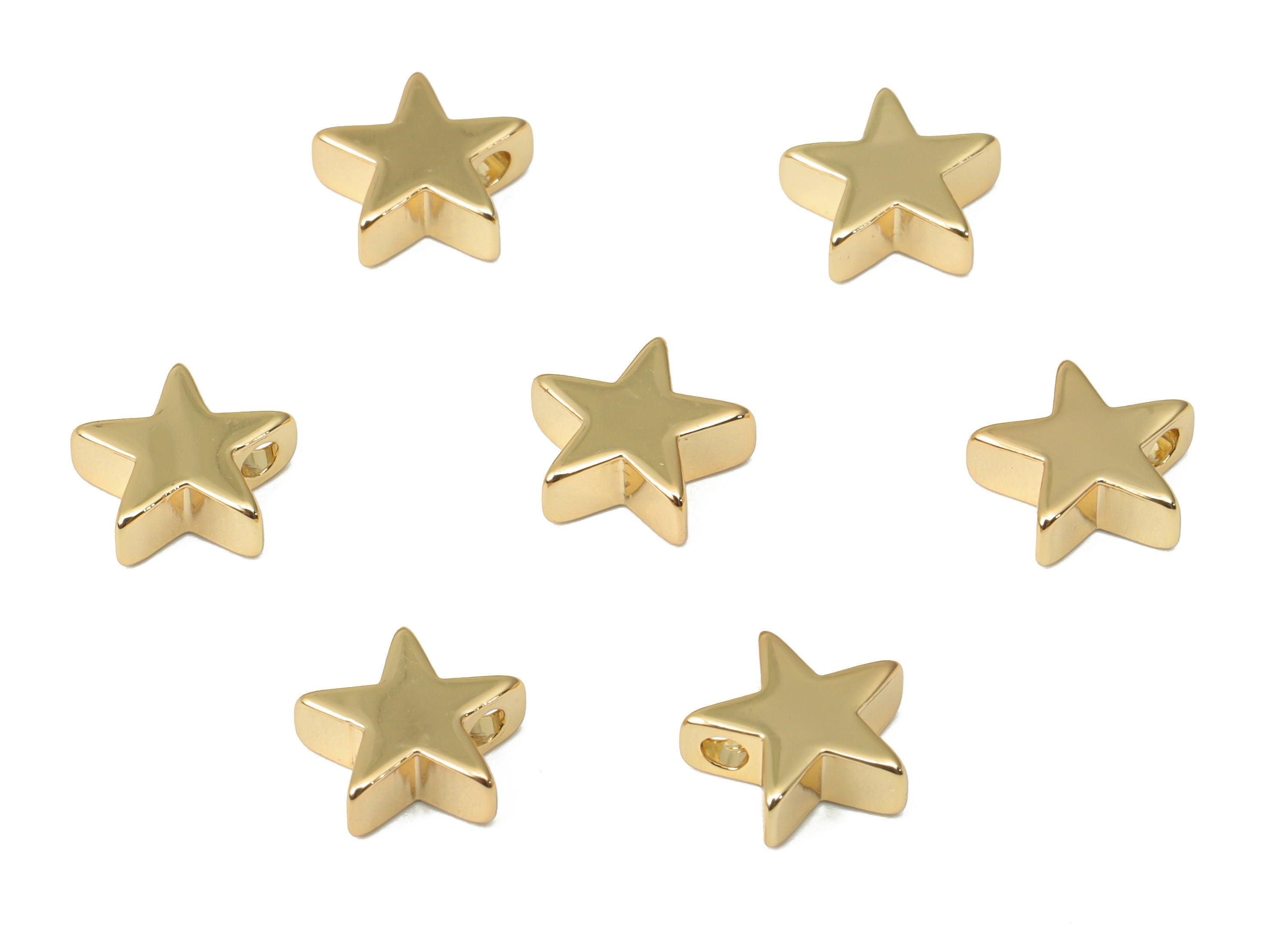 Gold Star Beads – Brass Star Spacer Beads – Bracelet Beads - 18K Real Gold Plated Brass - Jewelry Making Supplies - 7.43x7.4x2.6mm - RGP4443 - DOMEDBAZAAR