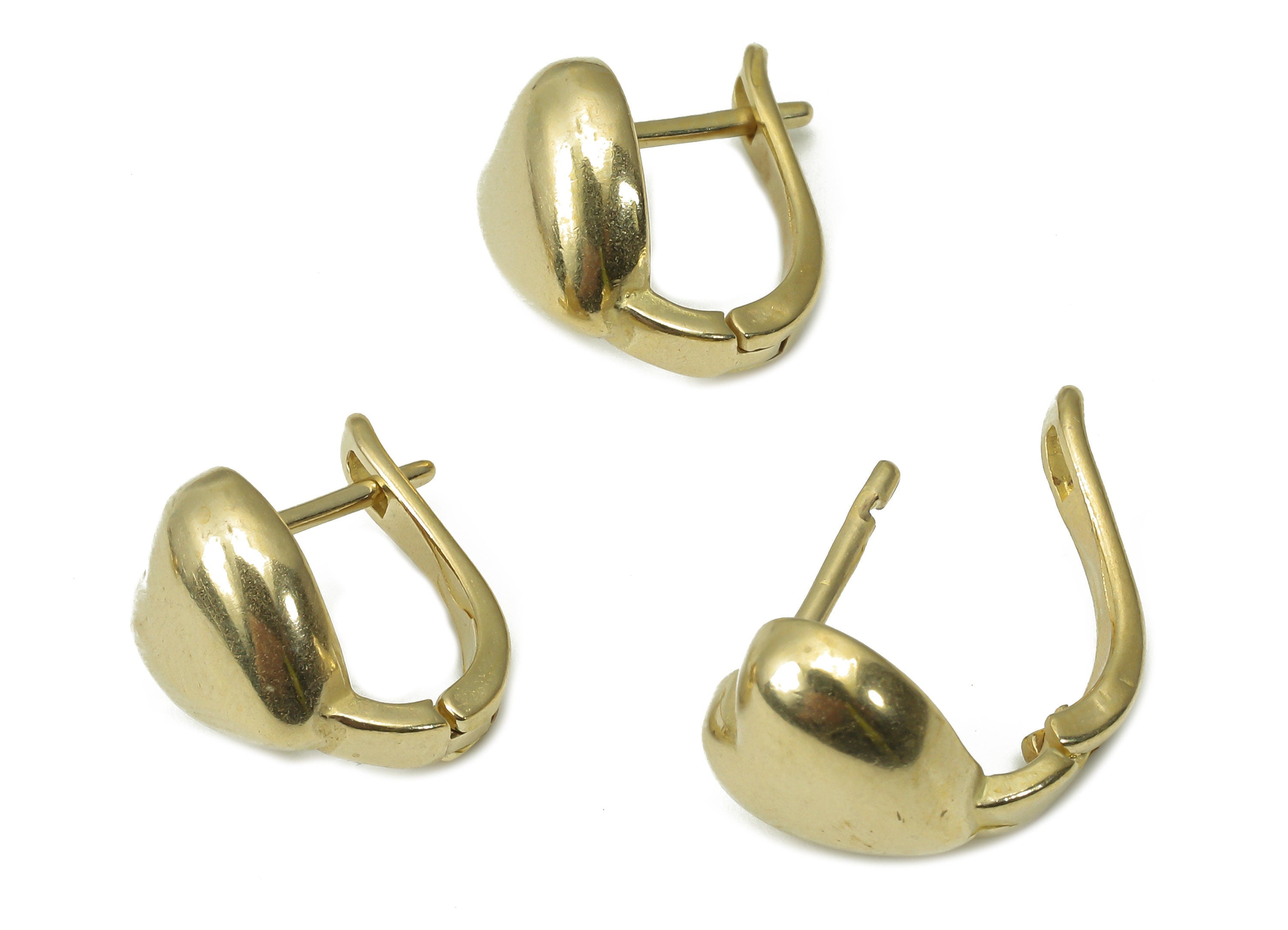 Brass Huggie Stud Earrings - Heart Shape Earring Stud – Earring with Open Ring - Jewelry Making Supplies - 15.37x14.18x2.6mm - PP7387 - DOMEDBAZAAR