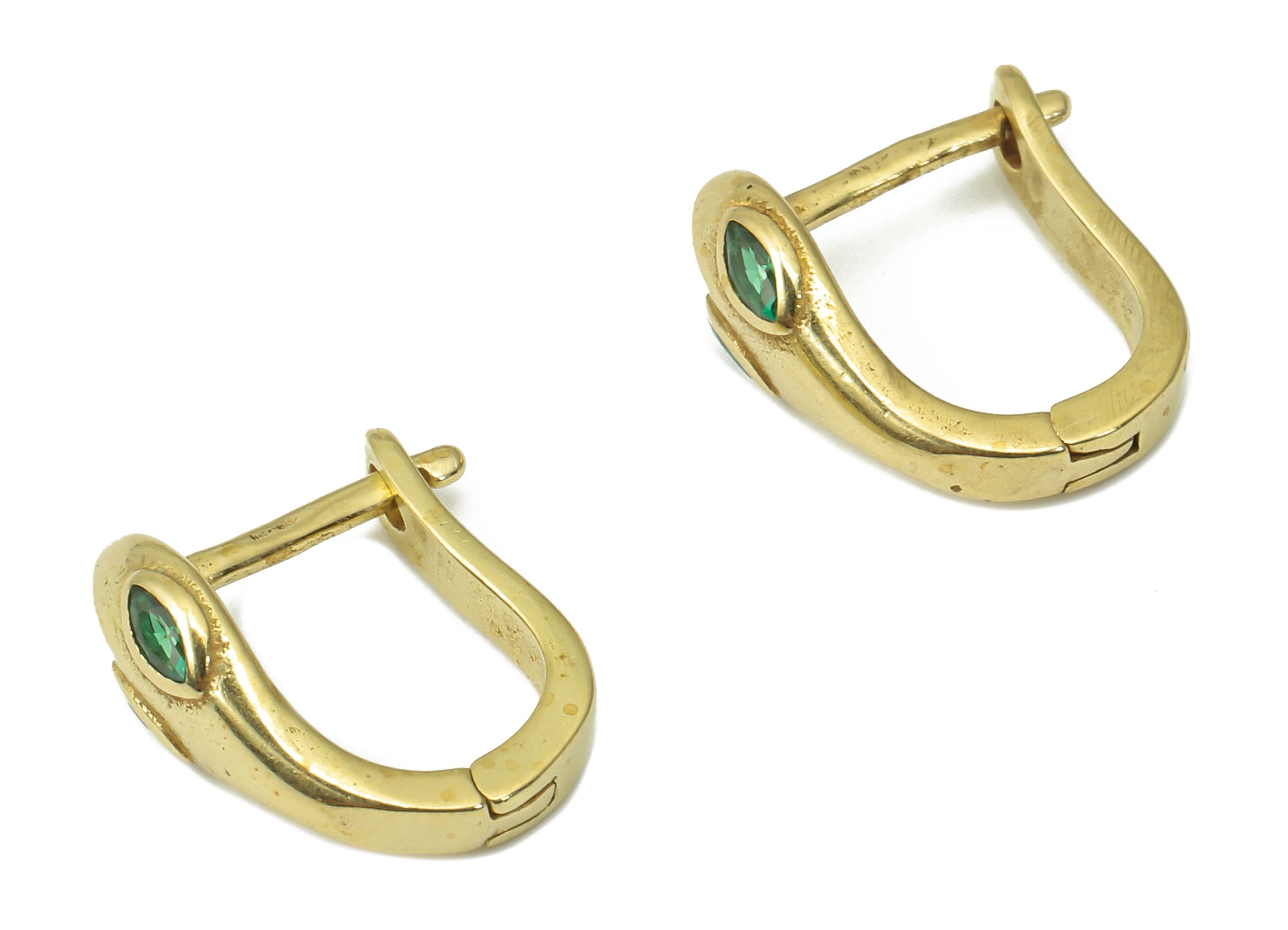 Brass Snake Huggie – Raw Brass Dainty Snake Zircon Stud Earrings – Earring with Open Ring – Earring Supply - 12.14x11.81x2.12mm - PP7359 - DOMEDBAZAAR