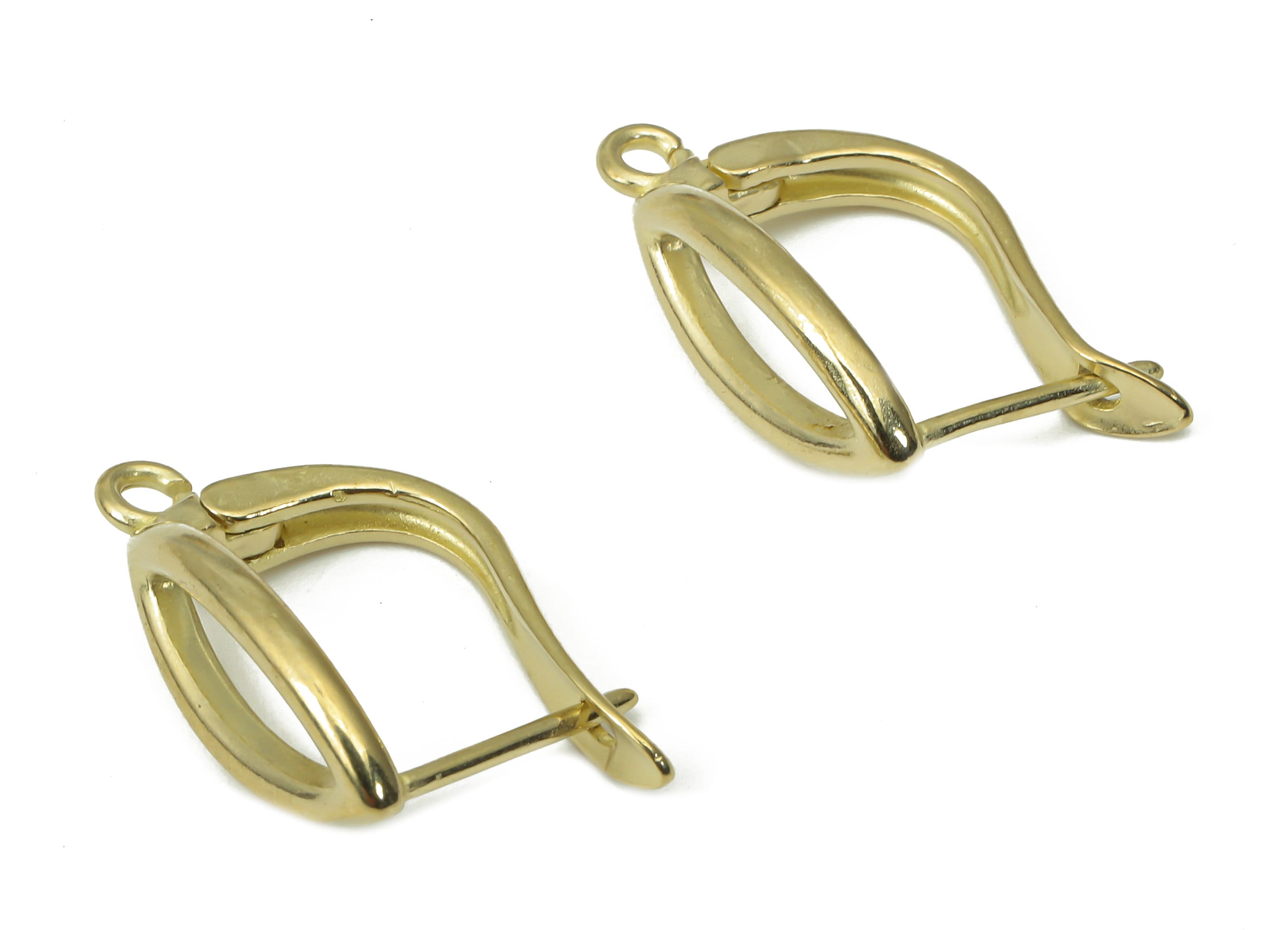 Brass Oval Stud Earrings – Raw Brass Stud Earrings Finding with Hole Loop – Earring Findings - Jewelry Supplies - 19.65x10.62x1.6mm - PP7376 - DOMEDBAZAAR