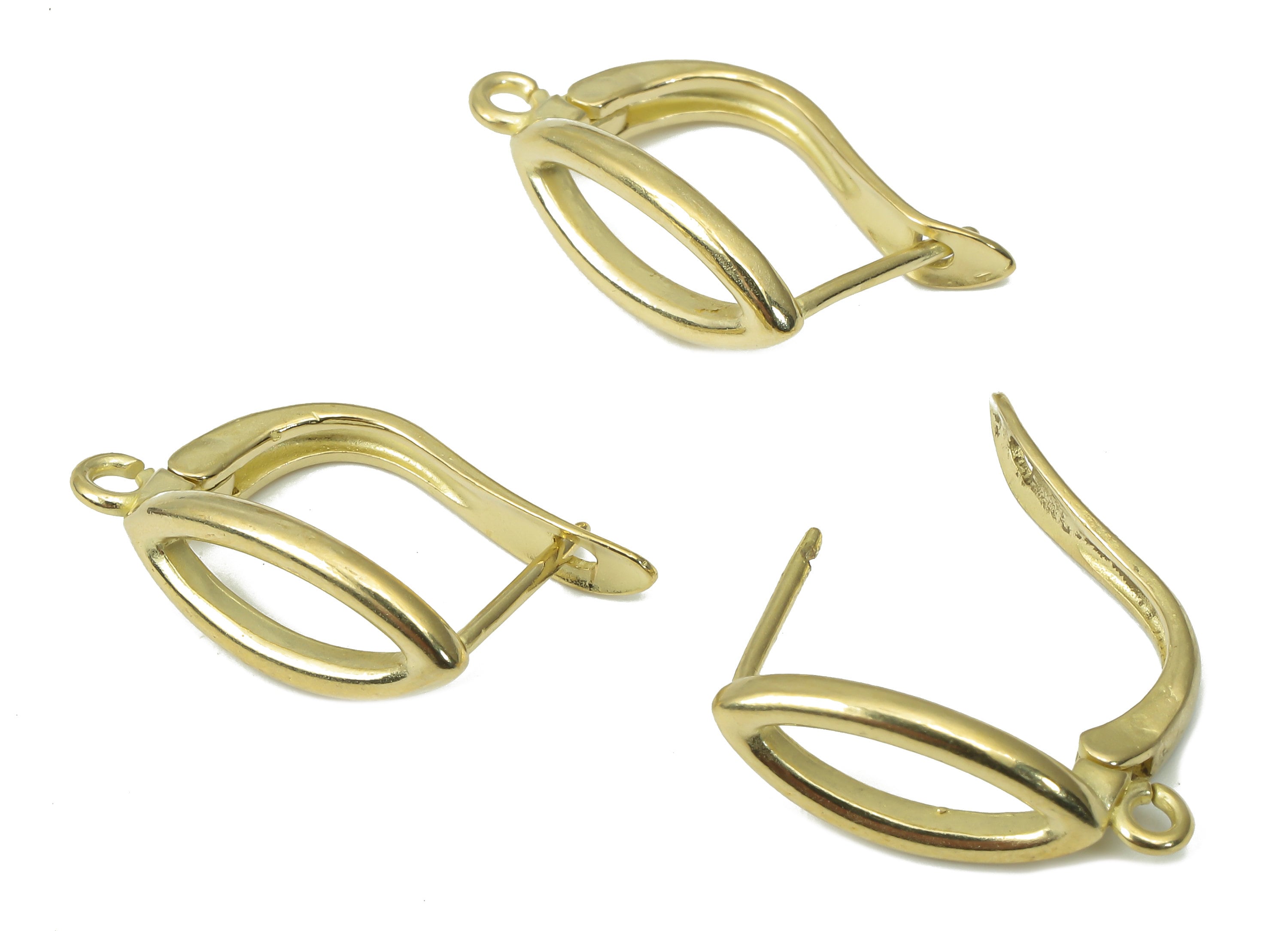 Brass Oval Stud Earrings – Raw Brass Stud Earrings Finding with Hole Loop – Earring Findings - Jewelry Supplies - 19.65x10.62x1.6mm - PP7376 - DOMEDBAZAAR