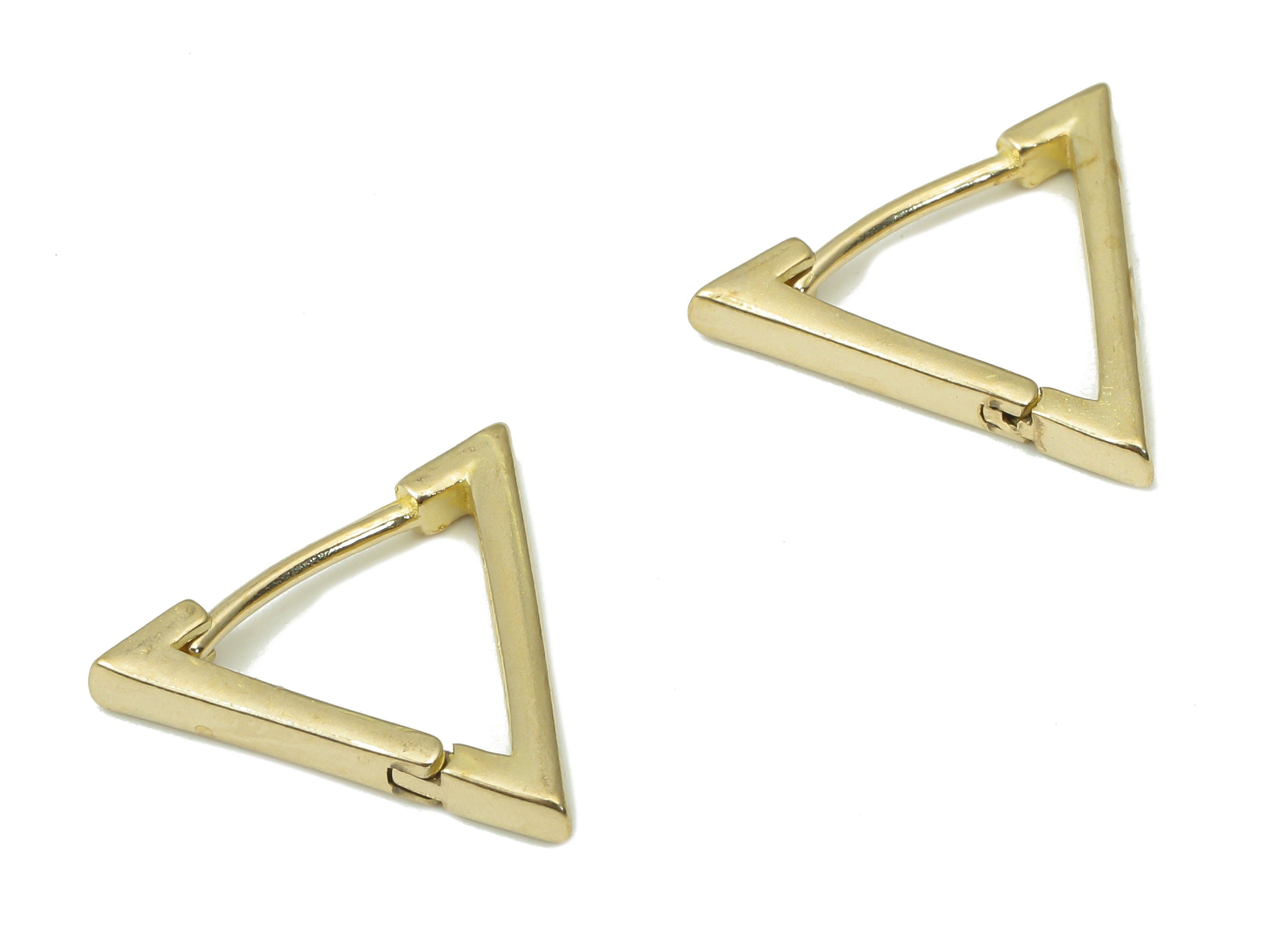 Brass Triangle Huggies Hoop Earrings - Raw Brass Stud Earring – Geometric Earrings – Earring Jewelry Supplies - 16.28x13.81x2.11mm - PP7382 - DOMEDBAZAAR