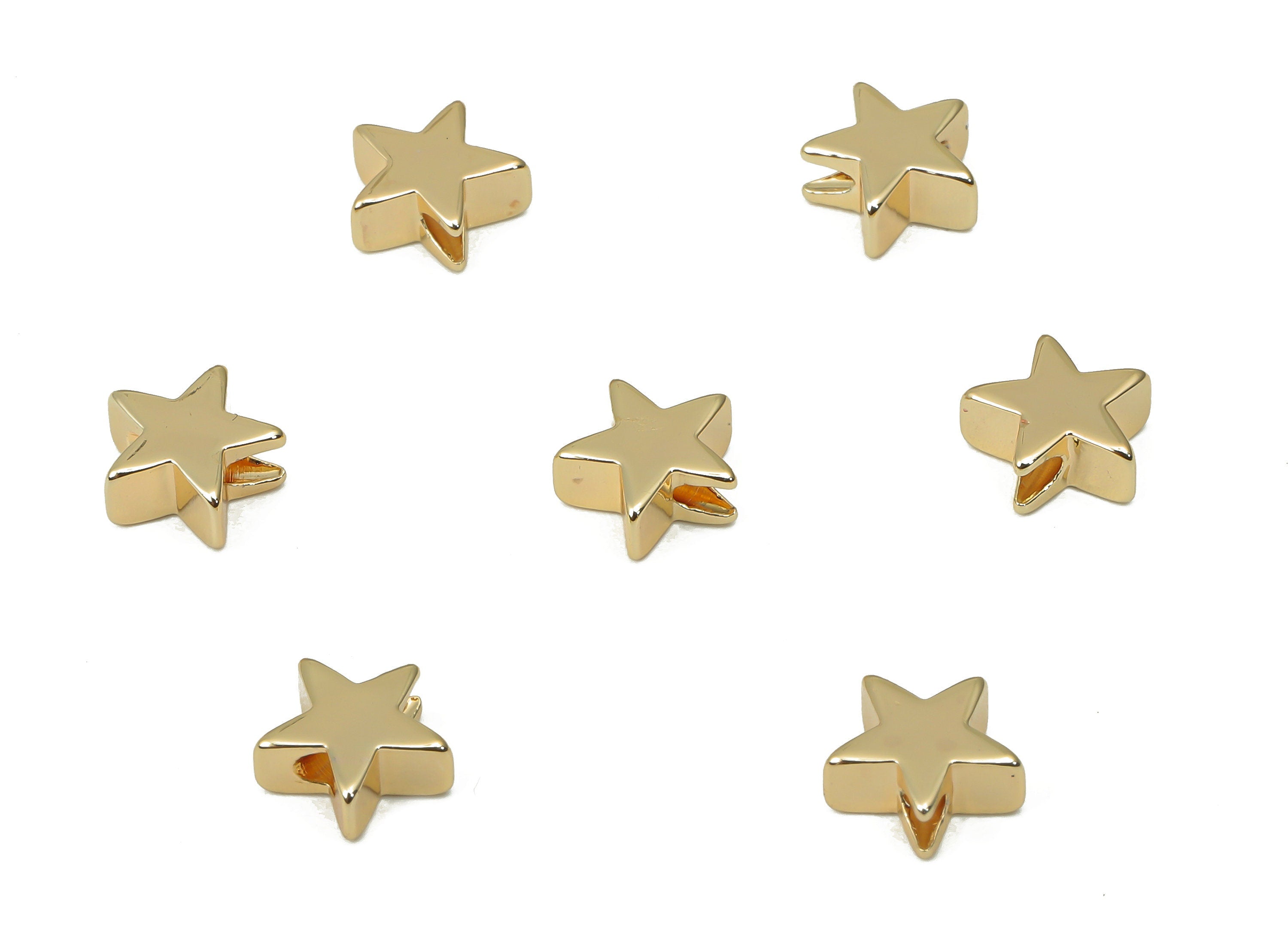 Gold Star Beads – Brass Star Spacer Beads – Bracelet Beads - 18K Real Gold Plated Brass - Jewelry Making Supplies - 6.8x6.8x3.04mm - RGP4499 - DOMEDBAZAAR