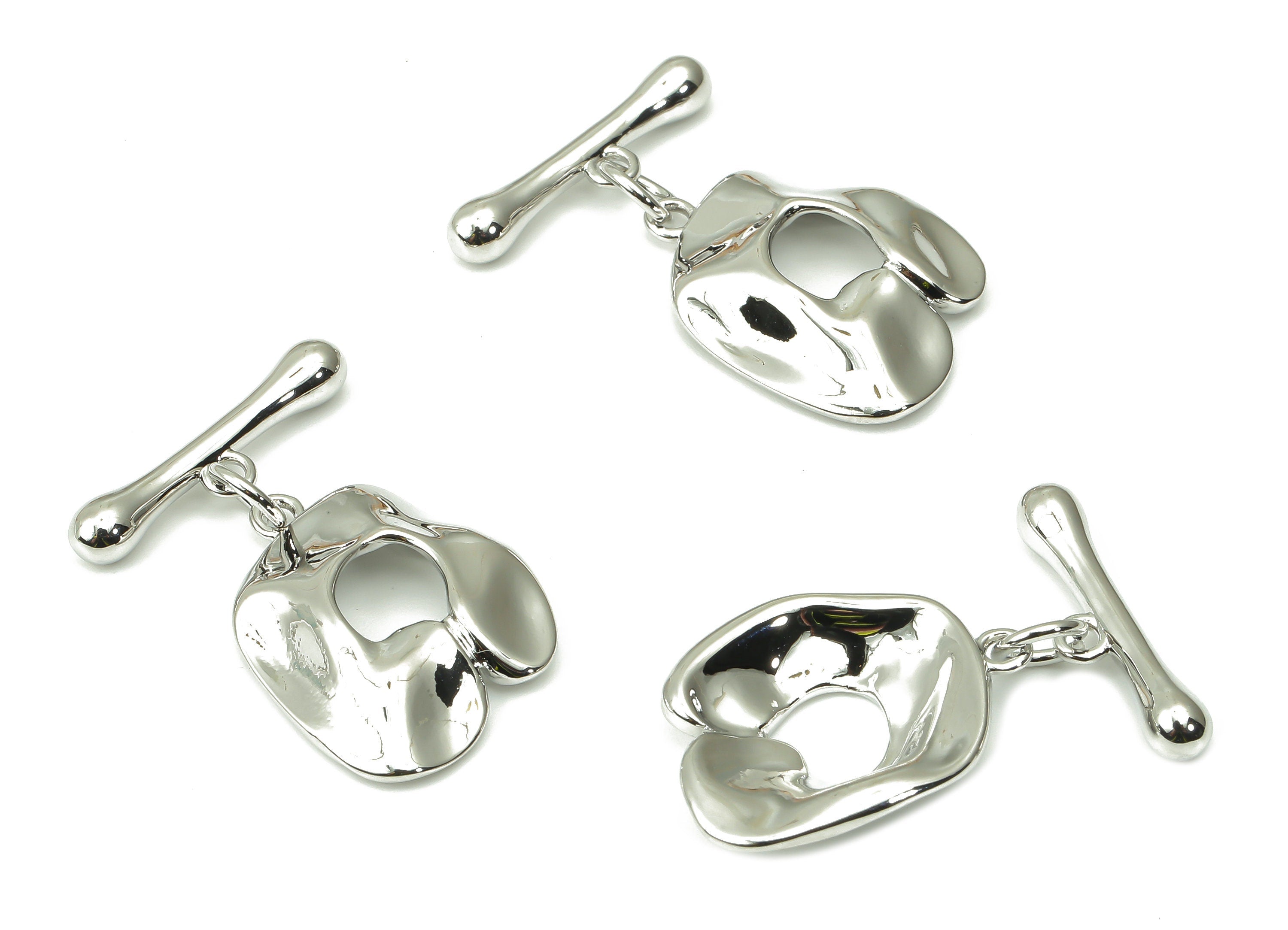 Brass Hammered U Toggle Clasp – White Gold Irregular Toggle Clasp - 18K Real White Gold Plated Brass – 26.27x24.61x2.03mm - RGP4530S - DOMEDBAZAAR