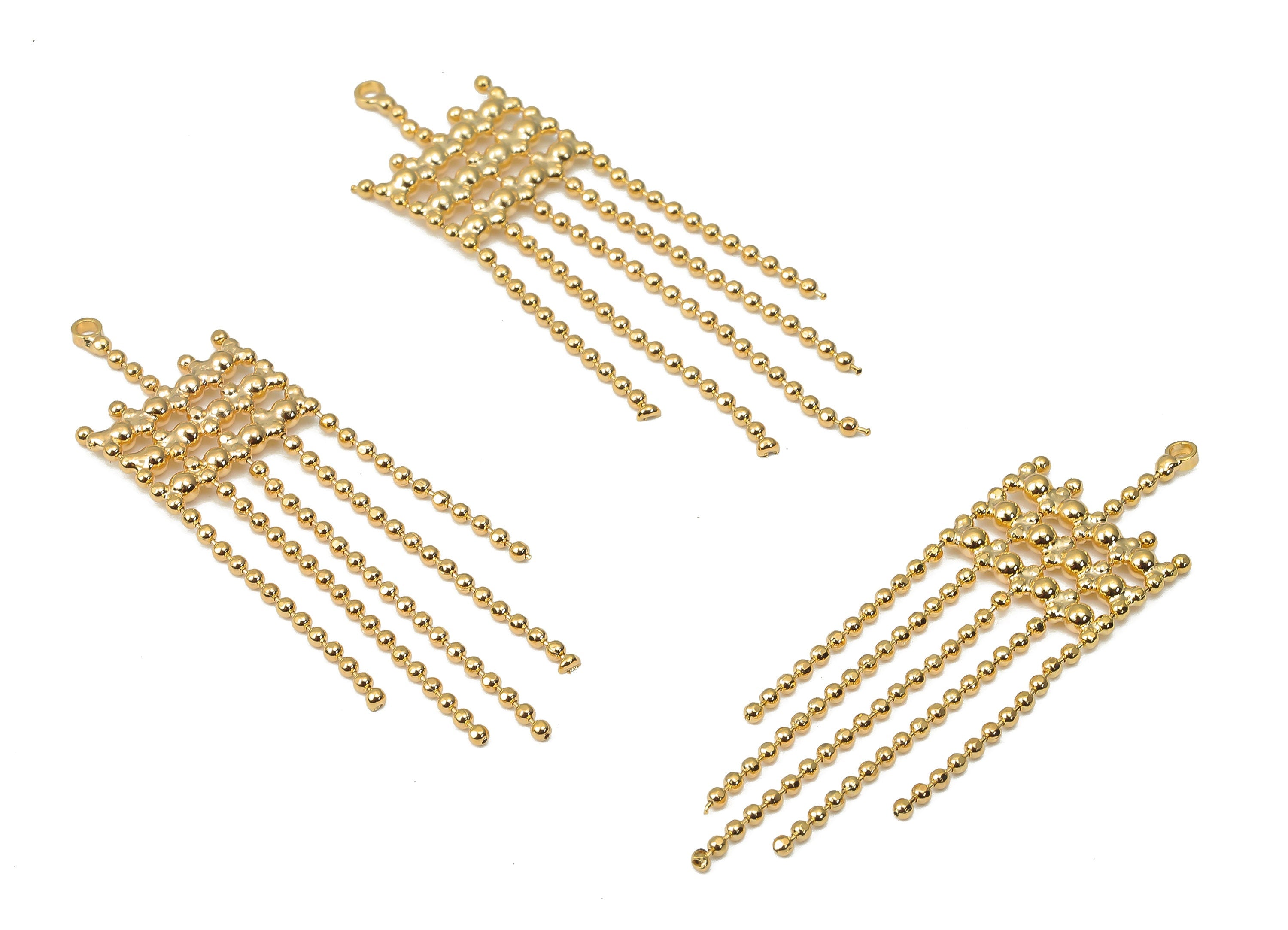 Brass Ball Chain Tassel Earring Charms - Gold Chain Earrings – 18K Real Gold Plated Brass - Jewelry Supplies - 45.96x12.86x2.06mm - RGP4472 - DOMEDBAZAAR