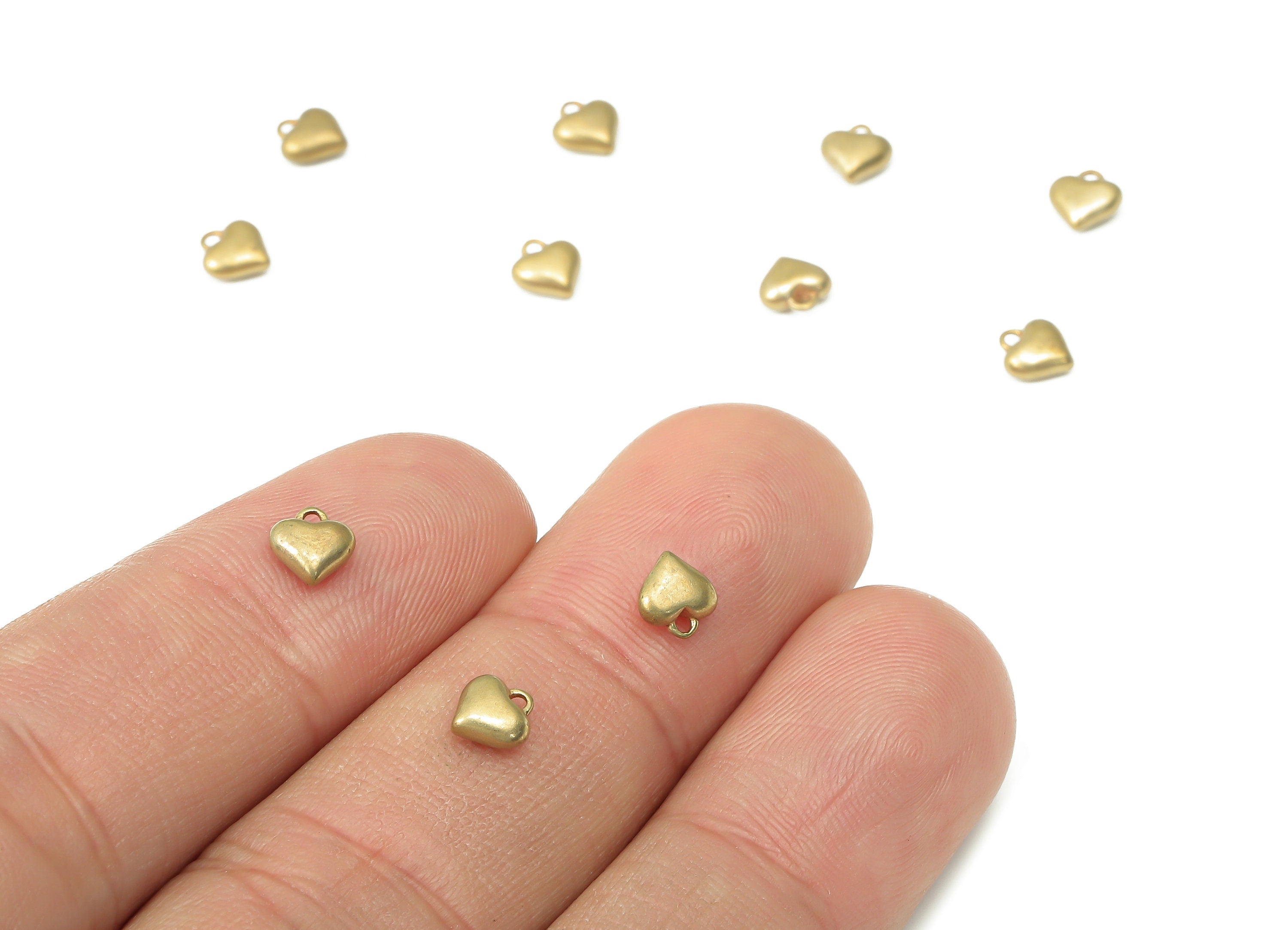 Brass Mini Heart Earring Charms - Raw Brass Heart Pendant - Earring Charms for Jewelry Making - 5.55x2.29x2.24mm - PP7452 - DOMEDBAZAAR