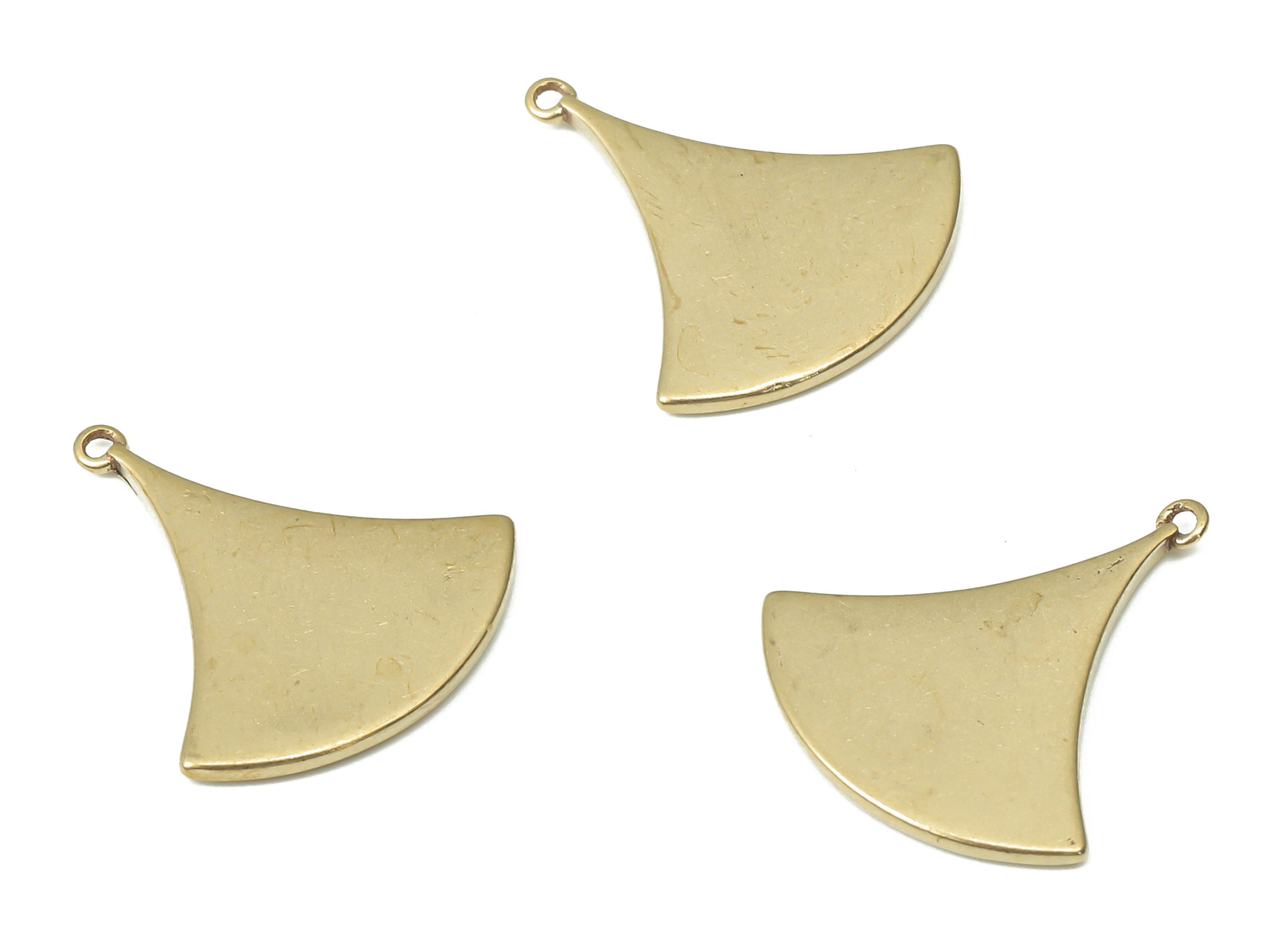 Personalized Stamping Blank - Brass Fan Earring Charms - Raw Brass Fan Pendant - Jewelry Making Supplies - 16.35x14.82x1.24mm - PP7455 - DOMEDBAZAAR