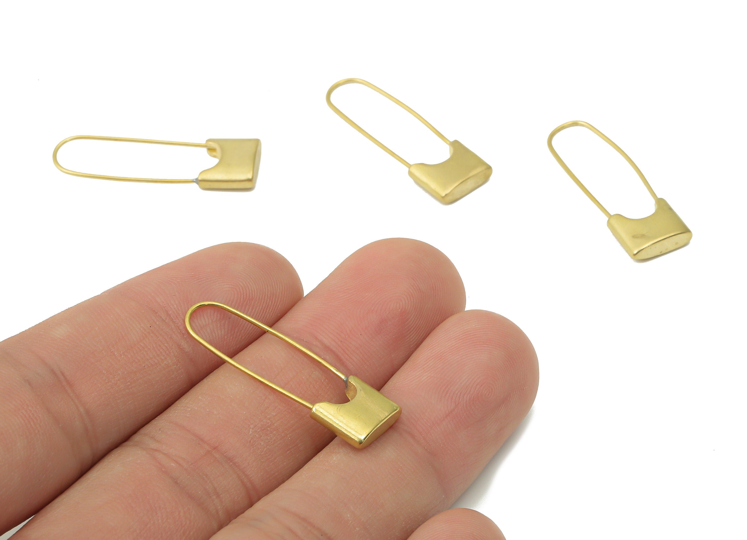 Brass Long Lock Earring Wire - Raw Brass Lock Earring - Jewelry Making Supplies - 30.17x9.5x3.1mm - PP7404 - DOMEDBAZAAR