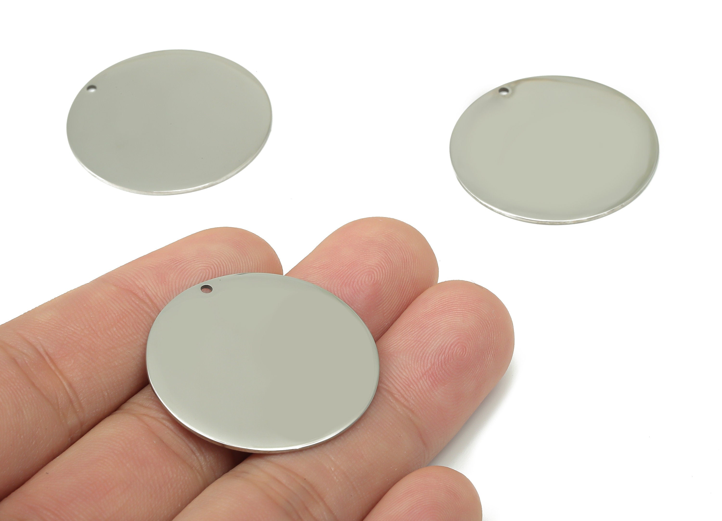 Stamping Blanks - 316 Stainless Steel Round Charms - Stainless Steel 316 Circle Pendant - Jewelry Supplies - 31.8x31.8x0.85mm - SS1379-32 - DOMEDBAZAAR