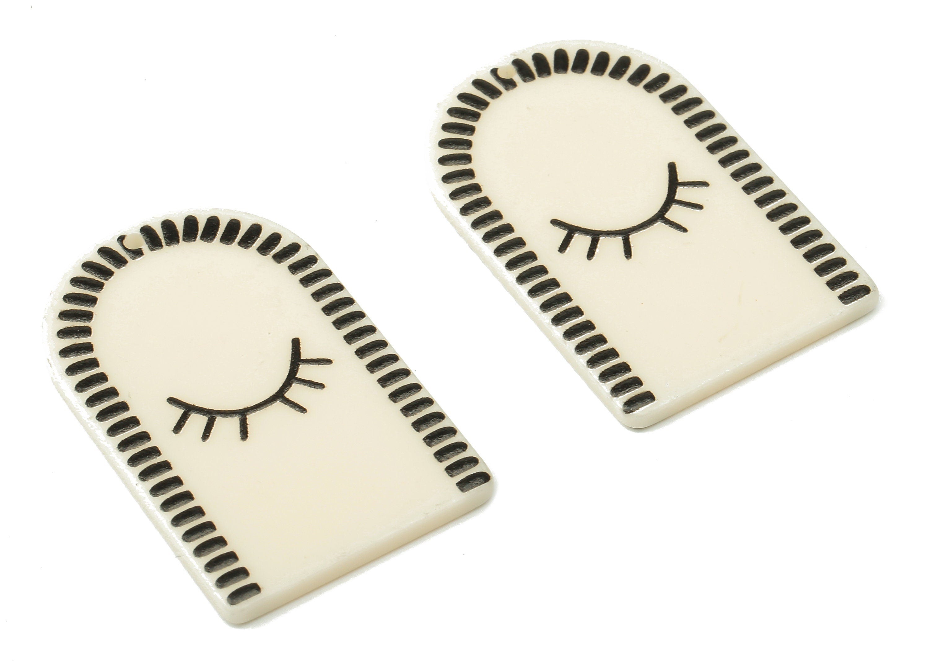 Acrylic Domed Earring Charms - Eye Lash Oval Domed Pastel Earrings - Jewelry Accessories - 40.17×25.86×2.62mm - AC2498 - DOMEDBAZAAR