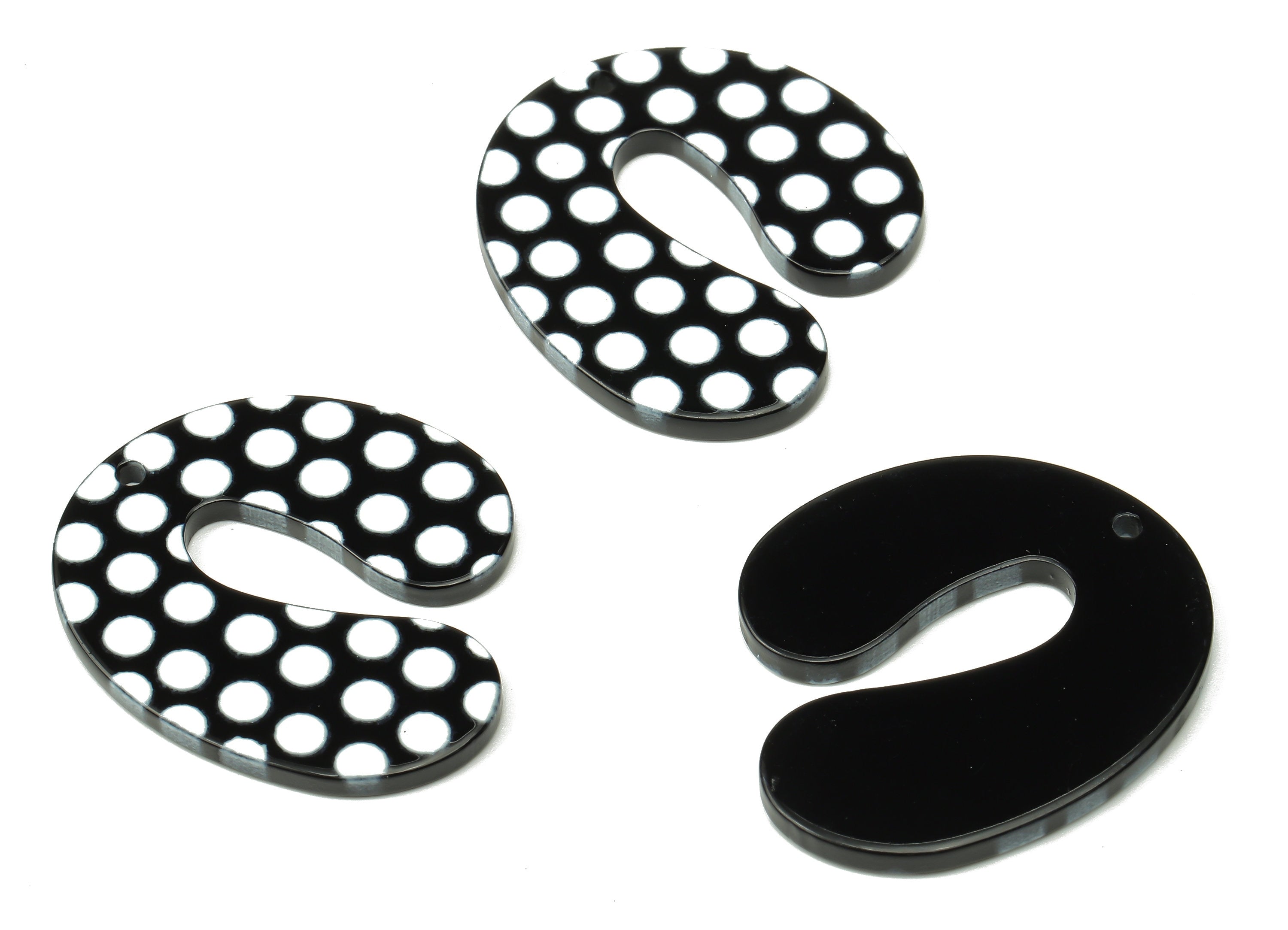 Acrylic U Shaped Earrings Charms - Polka Dot U Shape Pendants Charm - Earring Findings - Acrylic Jewelry - 29.53×29.3×2.4mm - AC2503A - DOMEDBAZAAR