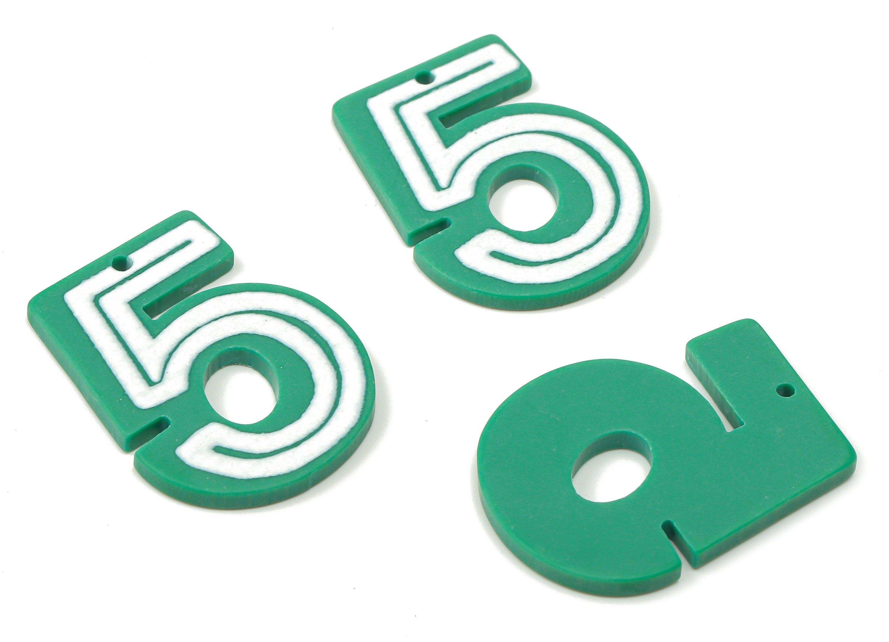 Acrylic Figure 5 Earring Charms -Green Number 5 Pendants Charm - Earring Findings - 31.77×24.24×2.33mm - AC2513 - DOMEDBAZAAR