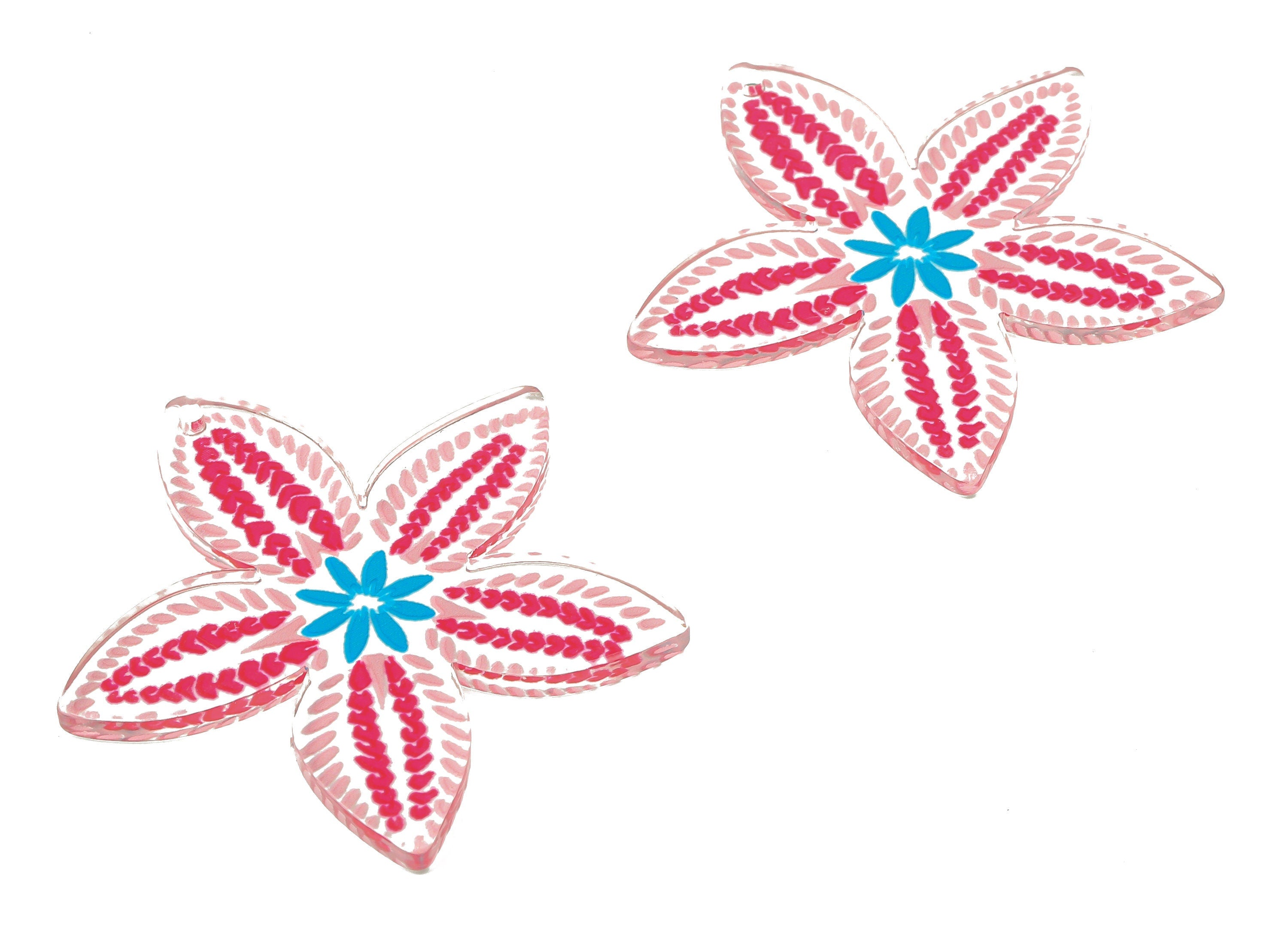 Acrylic Flower Earring Charms - Maroon Flower Pendants Charm - Floral Earring Findings - Jewelry Supplies - 45.28×43.88×1.96mm - AC2515E - DOMEDBAZAAR