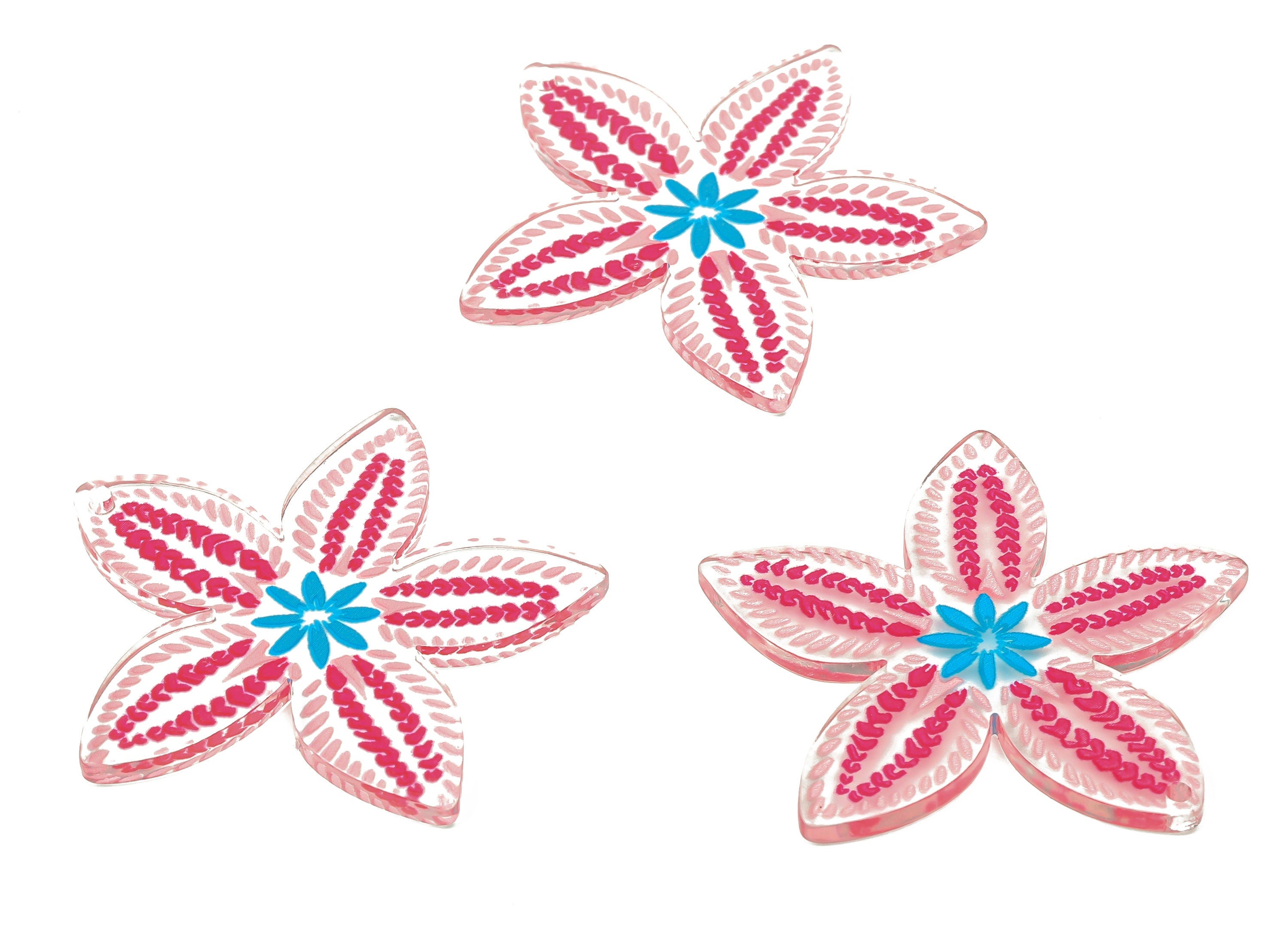 Acrylic Flower Earring Charms - Maroon Flower Pendants Charm - Floral Earring Findings - Jewelry Supplies - 45.28×43.88×1.96mm - AC2515E - DOMEDBAZAAR