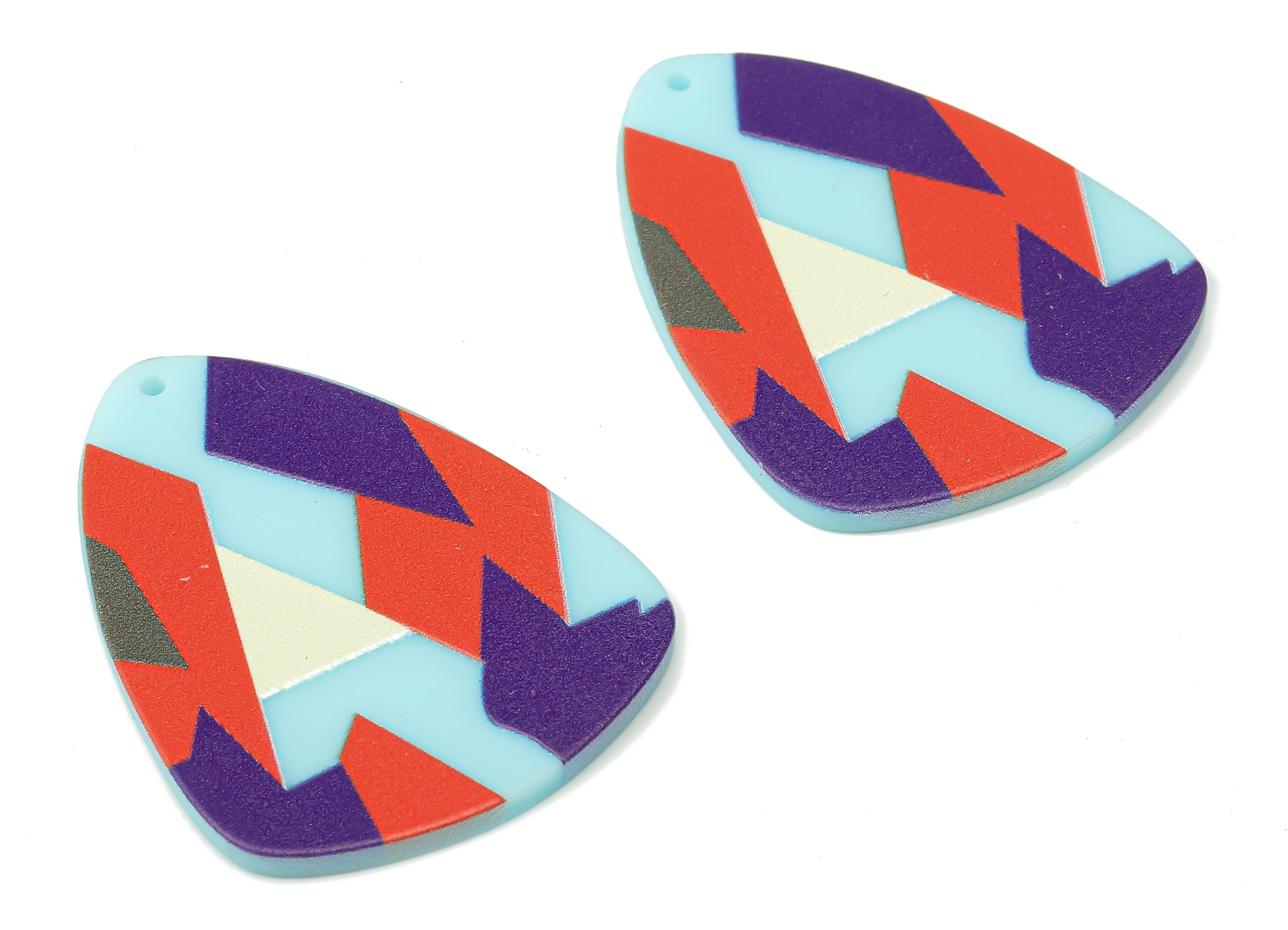 Acrylic Shield Earrings Charm - Printed Geometry Pendant Charm - Earring Findings - Jewelry Making Supplies - 39.84×31.03×2.44mm - AC2516 - DOMEDBAZAAR