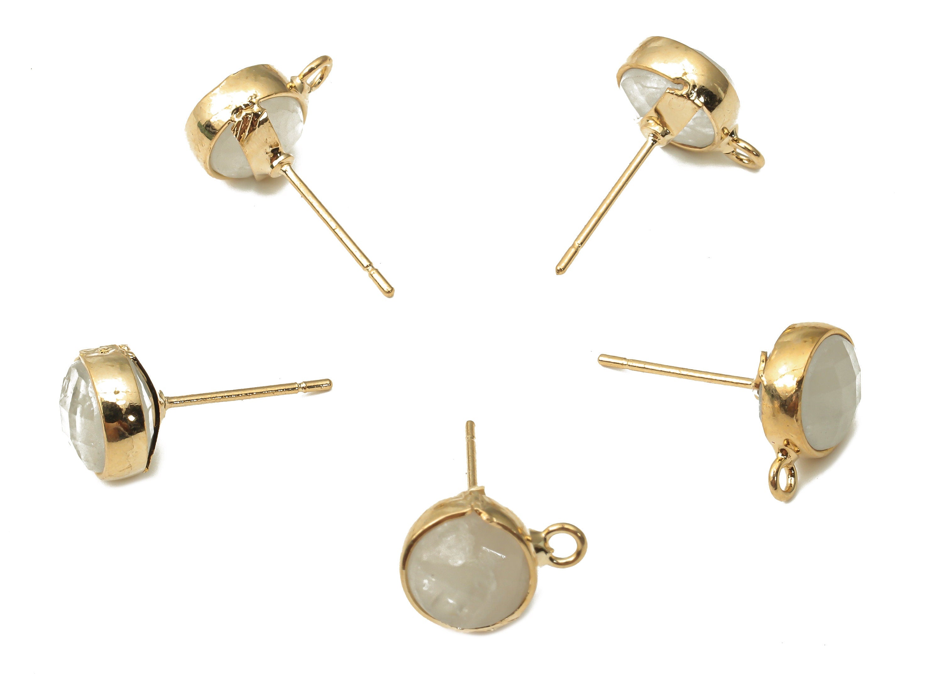 Clear Crystal Stud Earrings - Gold Tone Plated Brass Stud - Stainless Steel Stud - Jewelry Making Supplies -12.52x9.62x5.45mm- NS1862D - DOMEDBAZAAR