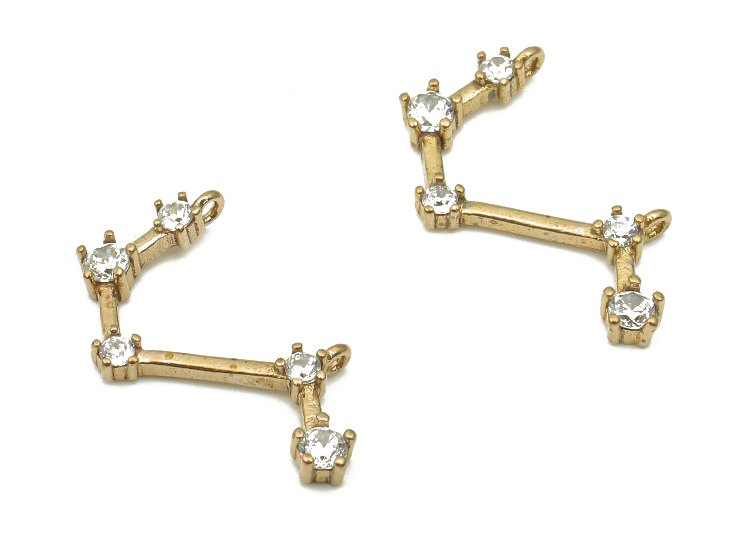 Zodiac Signs Charms - Brass CZ Zodiac Charms - Aries Zodiac Constellation Connector Charms - Celestial Jewelry -16.24x9.1x1.83mm- PP7461 - DOMEDBAZAAR