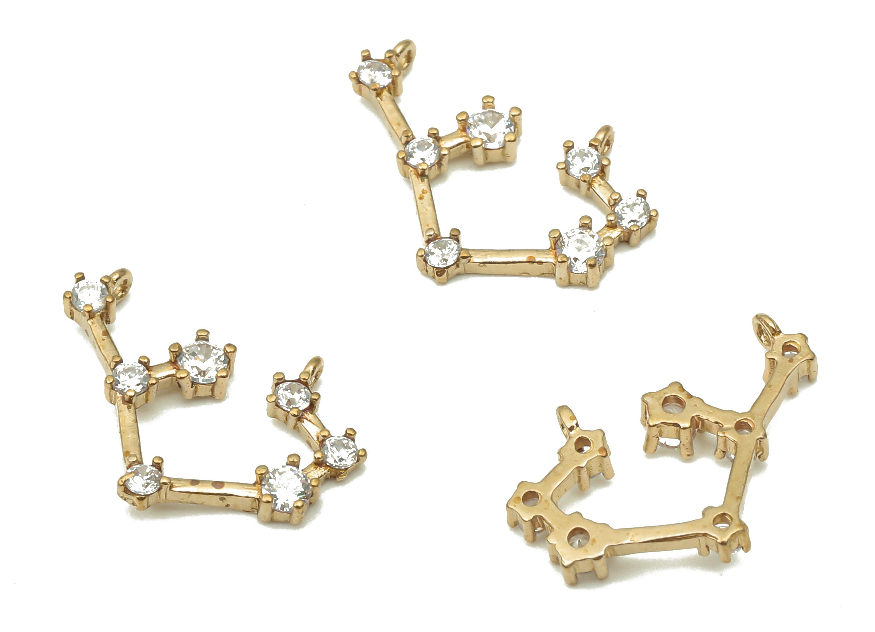 Zodiac Signs Charm - Raw Brass CZ Zodiac Charms - Virgo Zodiac Constellation Connectors Charm - Celestial Jewelry -13.8x10.1x1.8mm- PP7467 - DOMEDBAZAAR