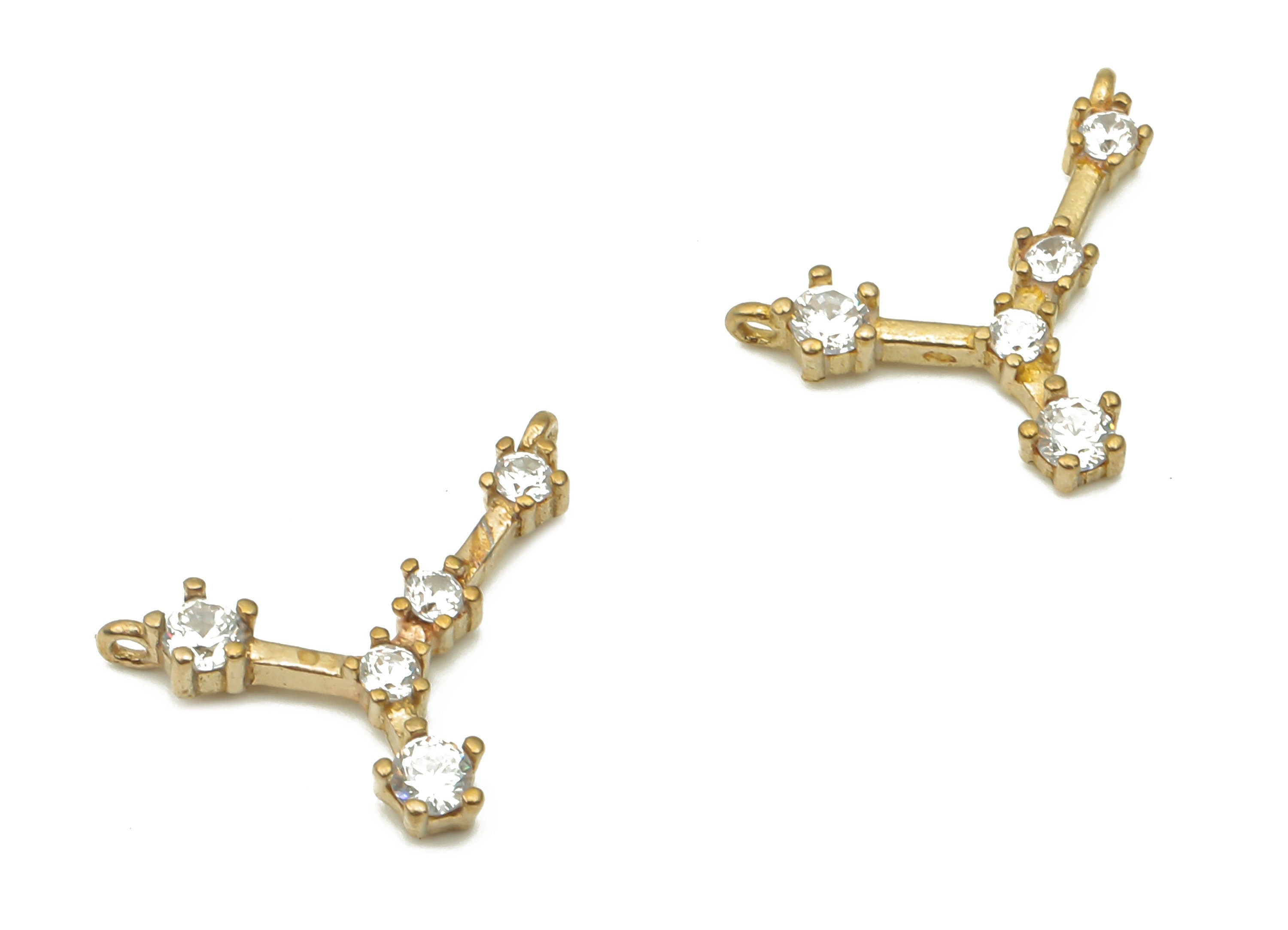 Zodiac Signs Charm - Raw Brass CZ Zodiac Charms - Cancer Zodiac Constellation Connectors Charm - Celestial Jewelry -11.65x9.8x1.6mm- PP7469 - DOMEDBAZAAR