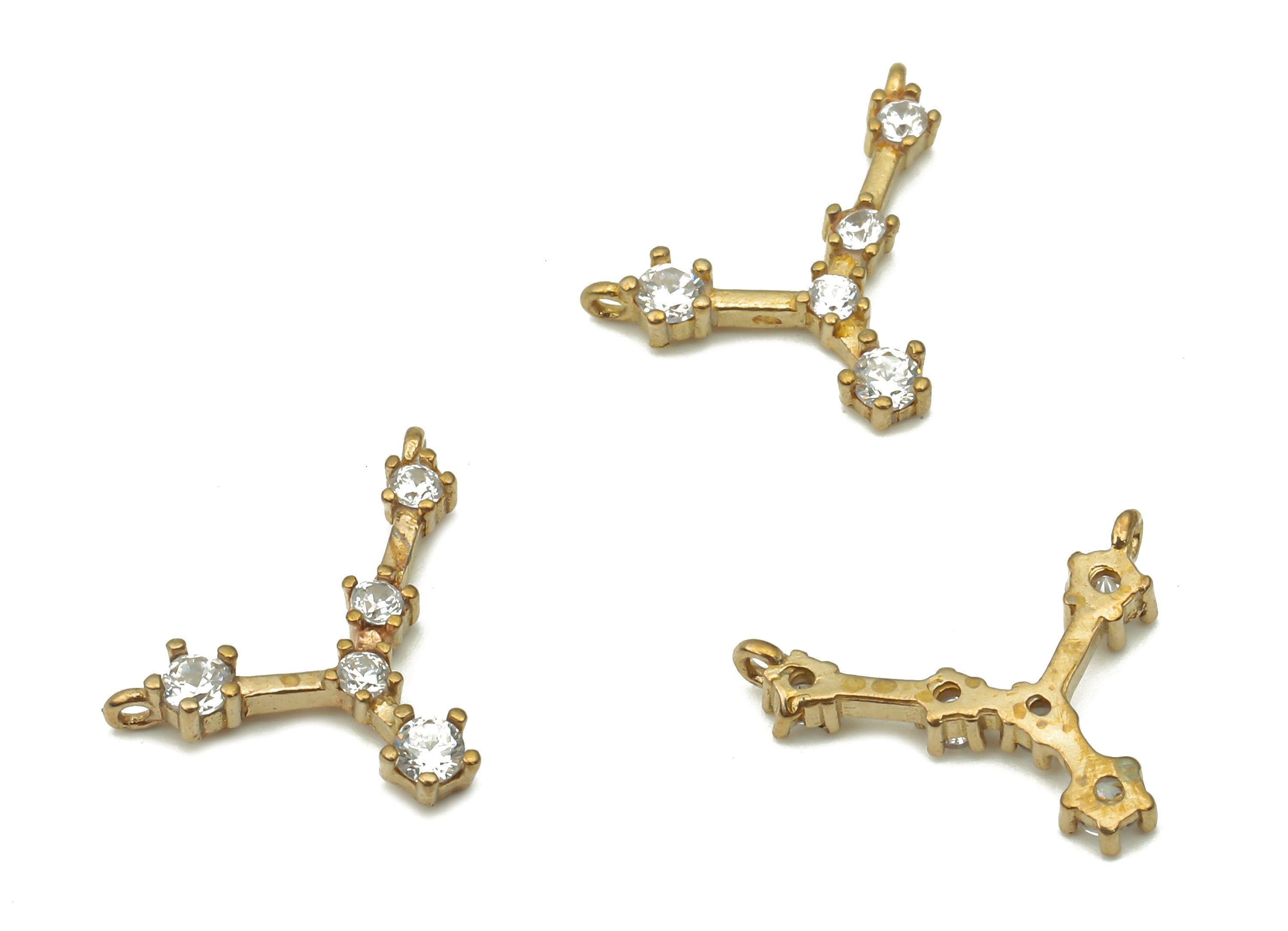 Zodiac Signs Charm - Raw Brass CZ Zodiac Charms - Cancer Zodiac Constellation Connectors Charm - Celestial Jewelry -11.65x9.8x1.6mm- PP7469 - DOMEDBAZAAR