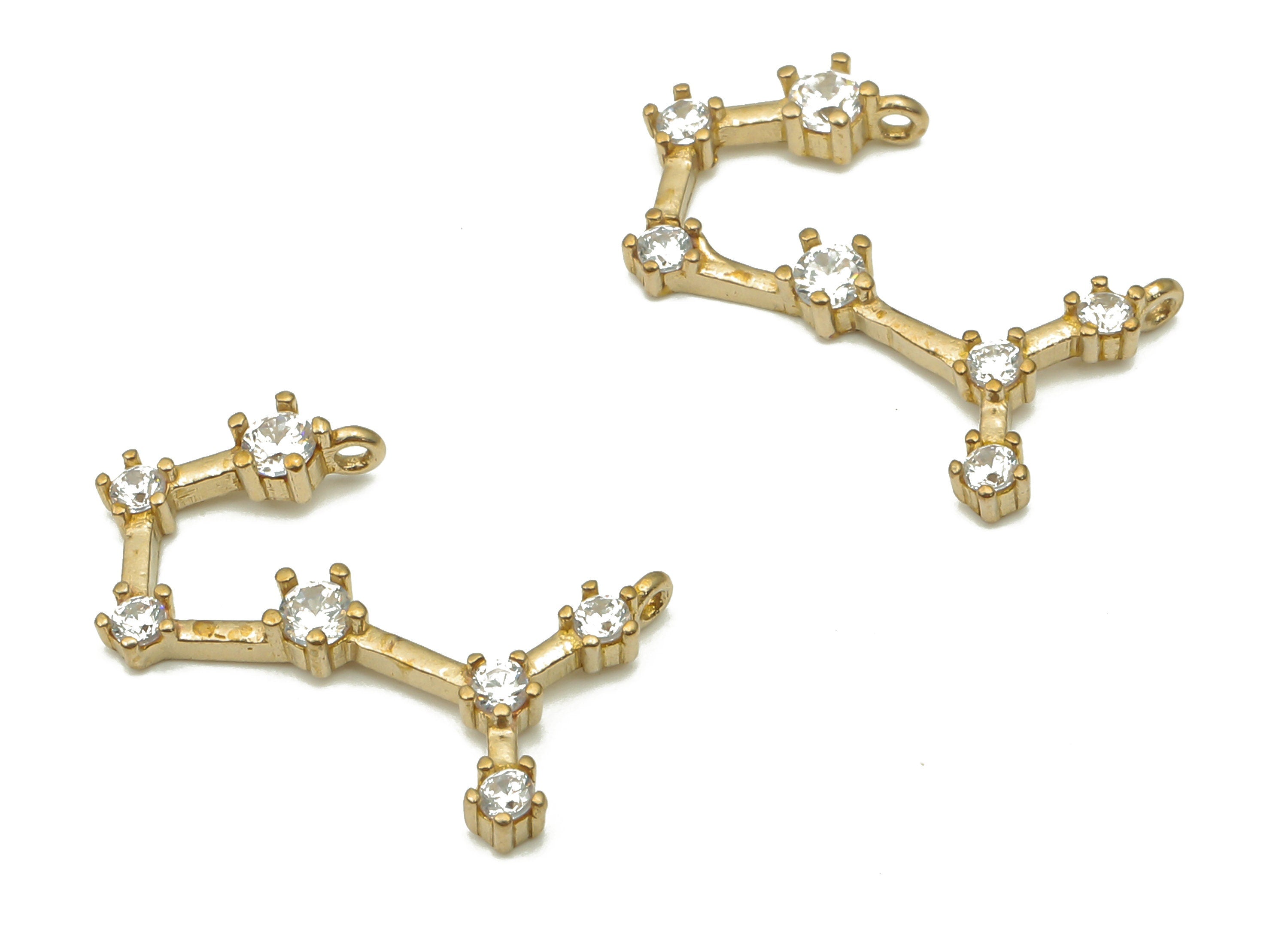 Zodiac Signs Charm - Raw Brass CZ Zodiac Charms - Scorpio Zodiac Constellation Connectors Charm - Celestial Jewelry -14.55x9.4x1.8mm- PP7470 - DOMEDBAZAAR