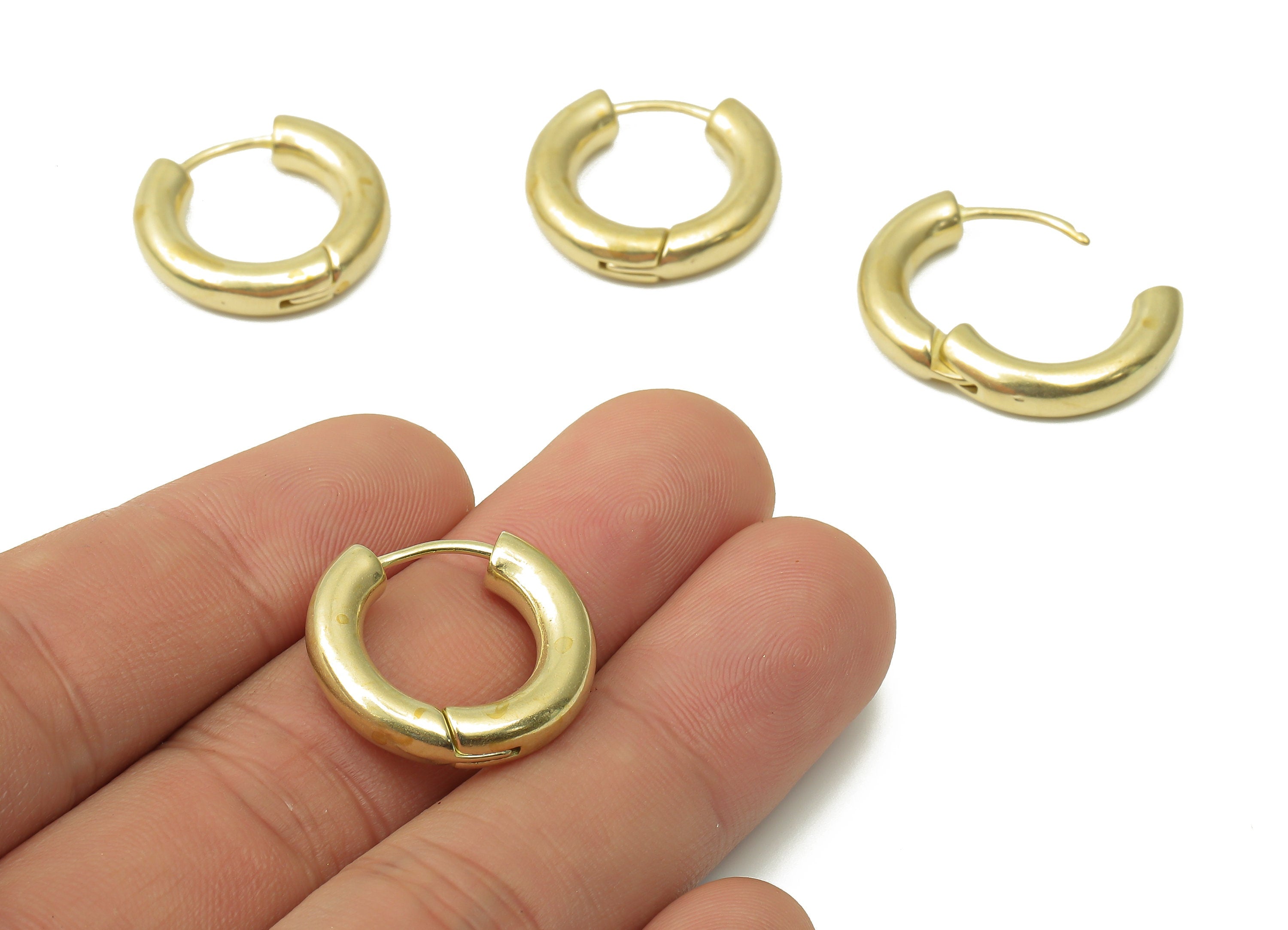 Raw Brass Round Hoop Earrings - Thick Circle Hoop - Dainty Hoop Earrings - Jewelry Making Supplies -21.34x19.9x4.39mm- PP7479 - DOMEDBAZAAR