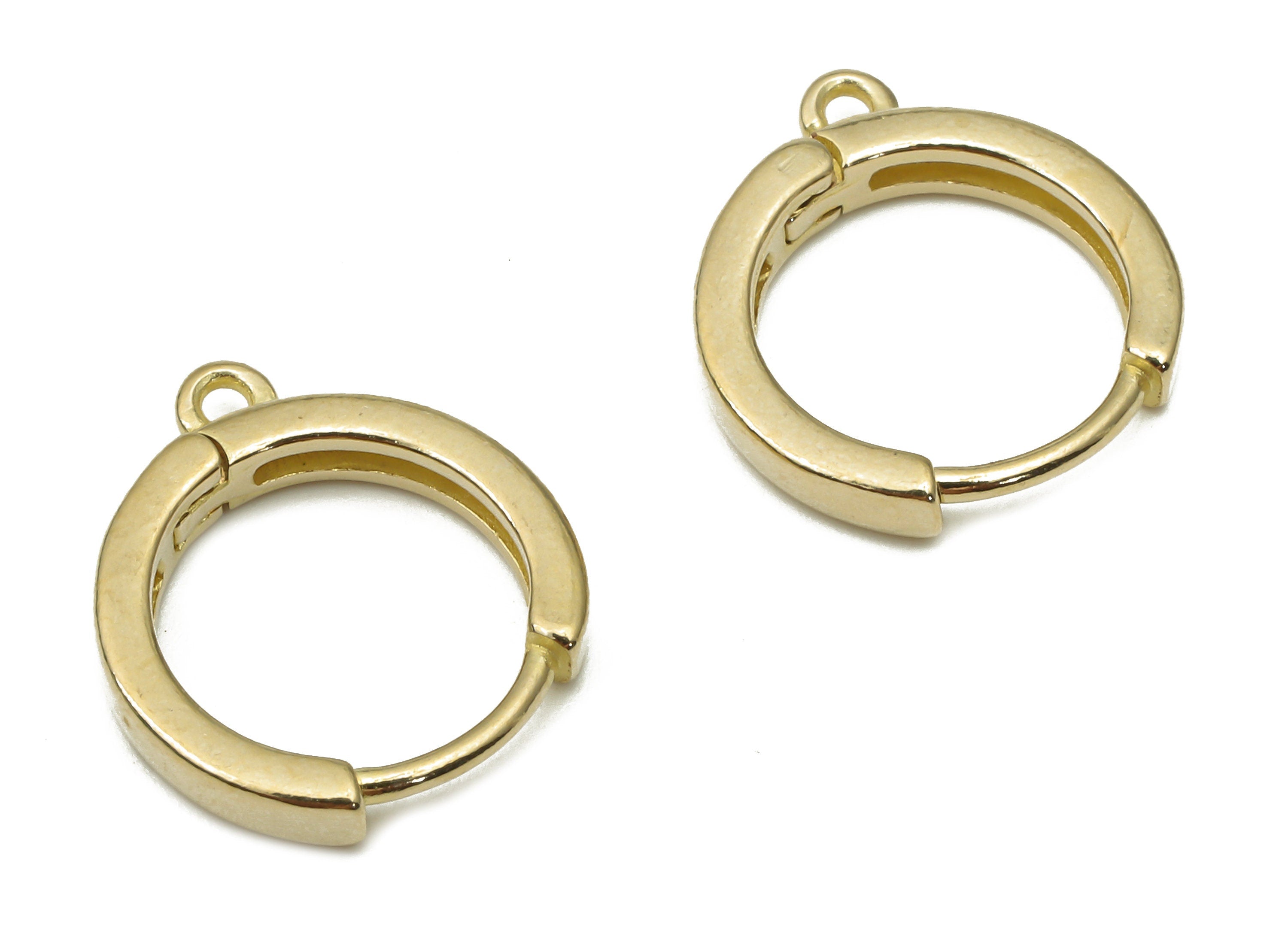 Raw Brass Earring Round Huggie - Brass Earring Hoop Huggie - Circle Hoop - Earring Findings - Jewelry Supplies - 14.86x13.43x2.54mm- PP7481 - DOMEDBAZAAR