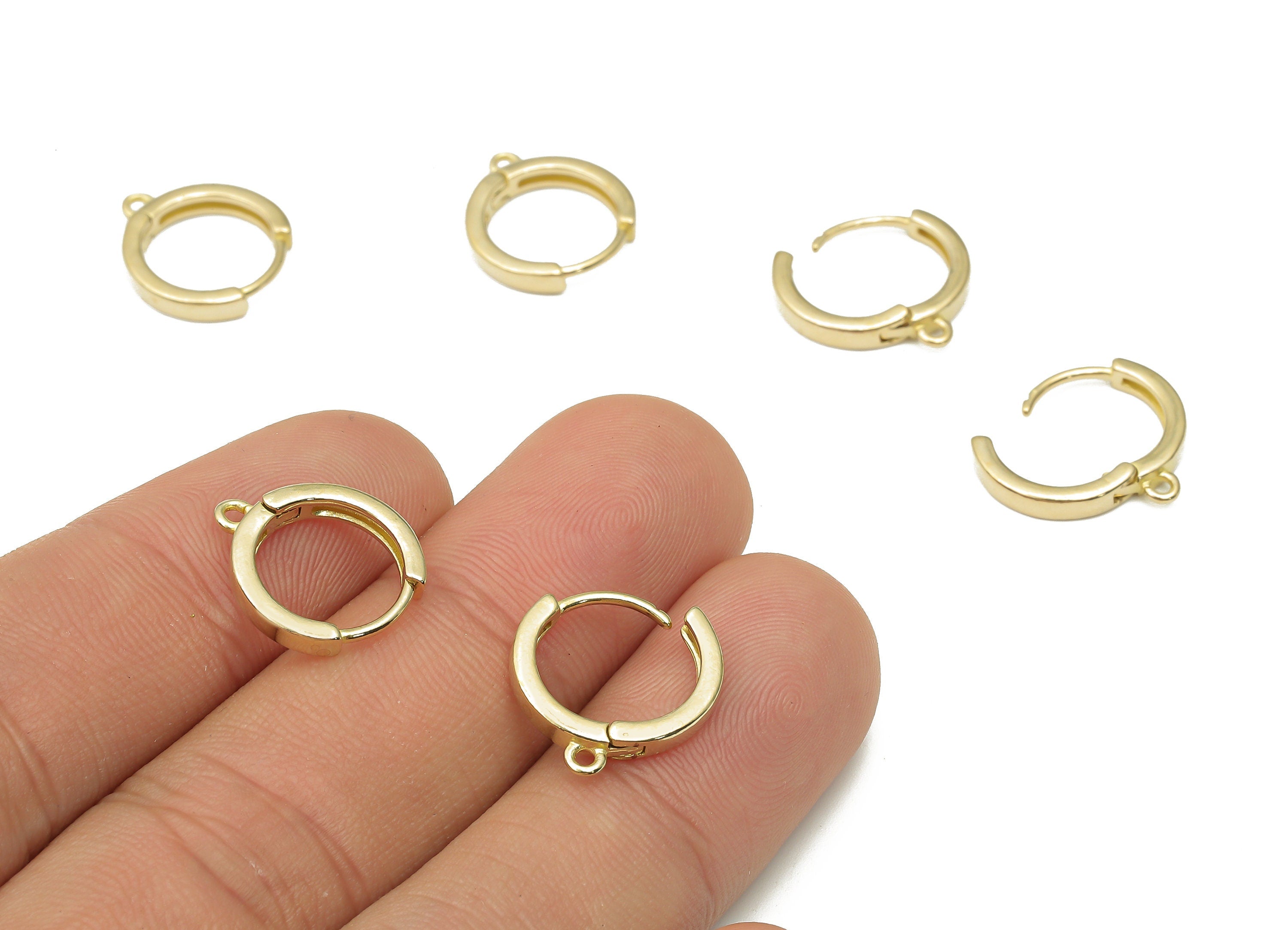 Raw Brass Earring Round Huggie - Brass Earring Hoop Huggie - Circle Hoop - Earring Findings - Jewelry Supplies - 14.86x13.43x2.54mm- PP7481 - DOMEDBAZAAR