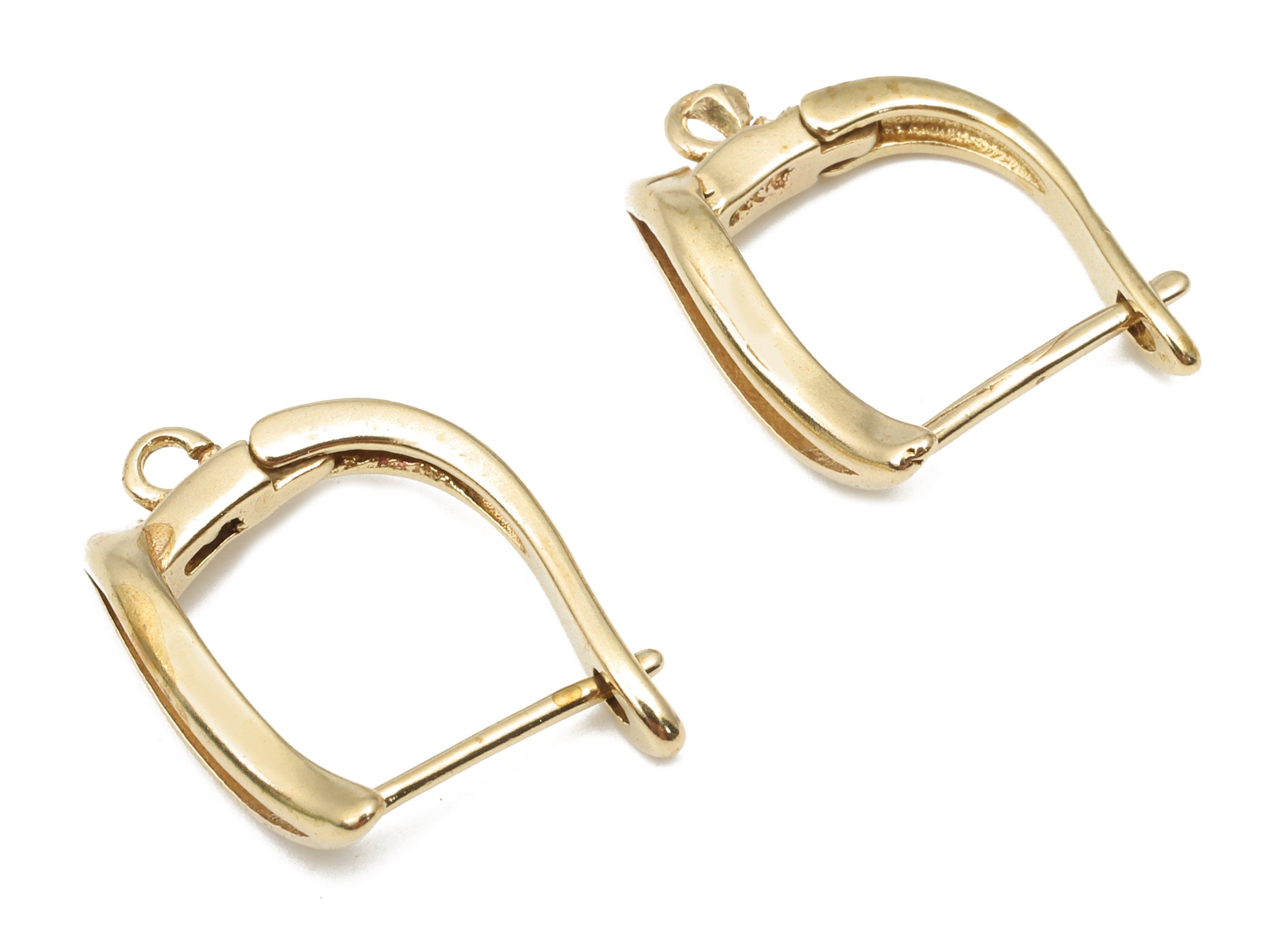 Raw Brass Zircons Stud Earrings - Brass Earrings Stud with Zircons - Dainty Earrings - Jewelry Making Supplies - 16.5x12.2x1.7mm- PP7491 - DOMEDBAZAAR